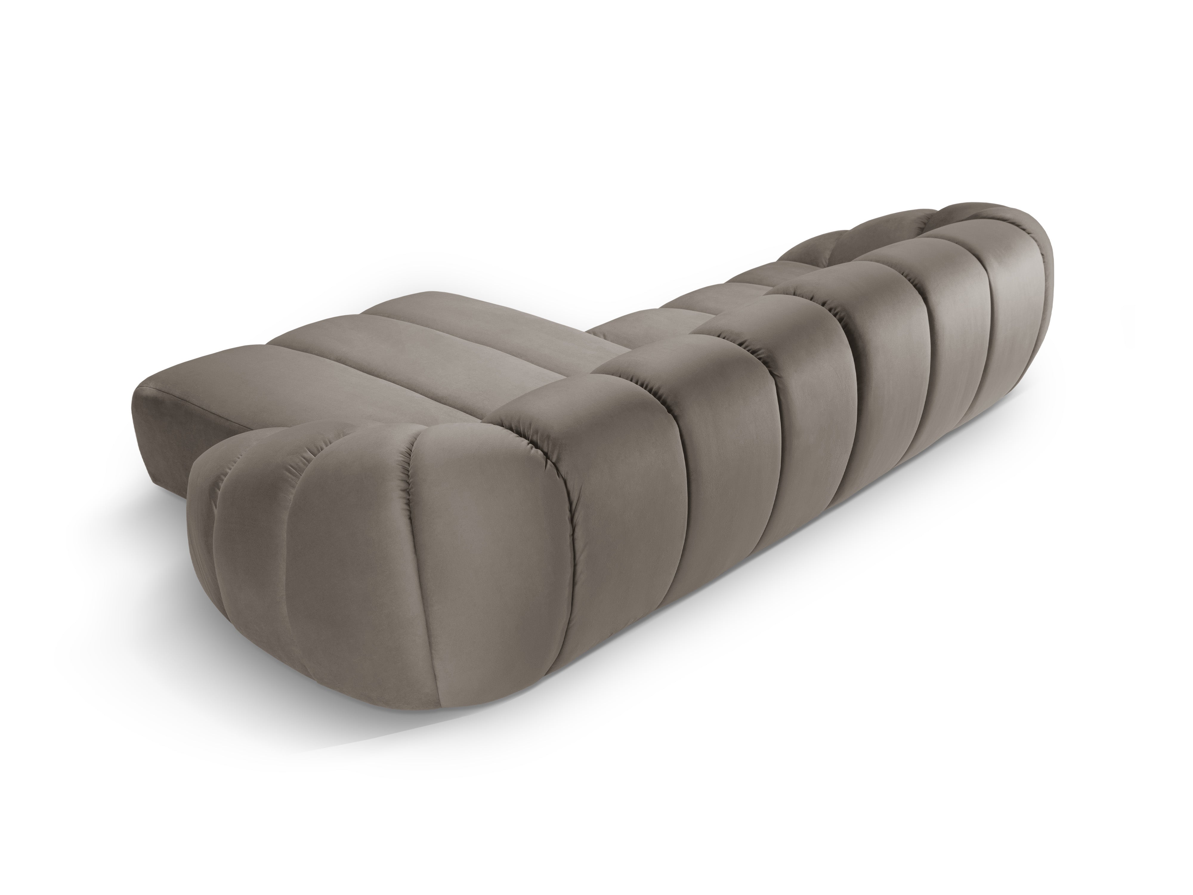 Rohová sedačka z jemného velúru pre 4 osoby pravostranná DIANA šedohnedá