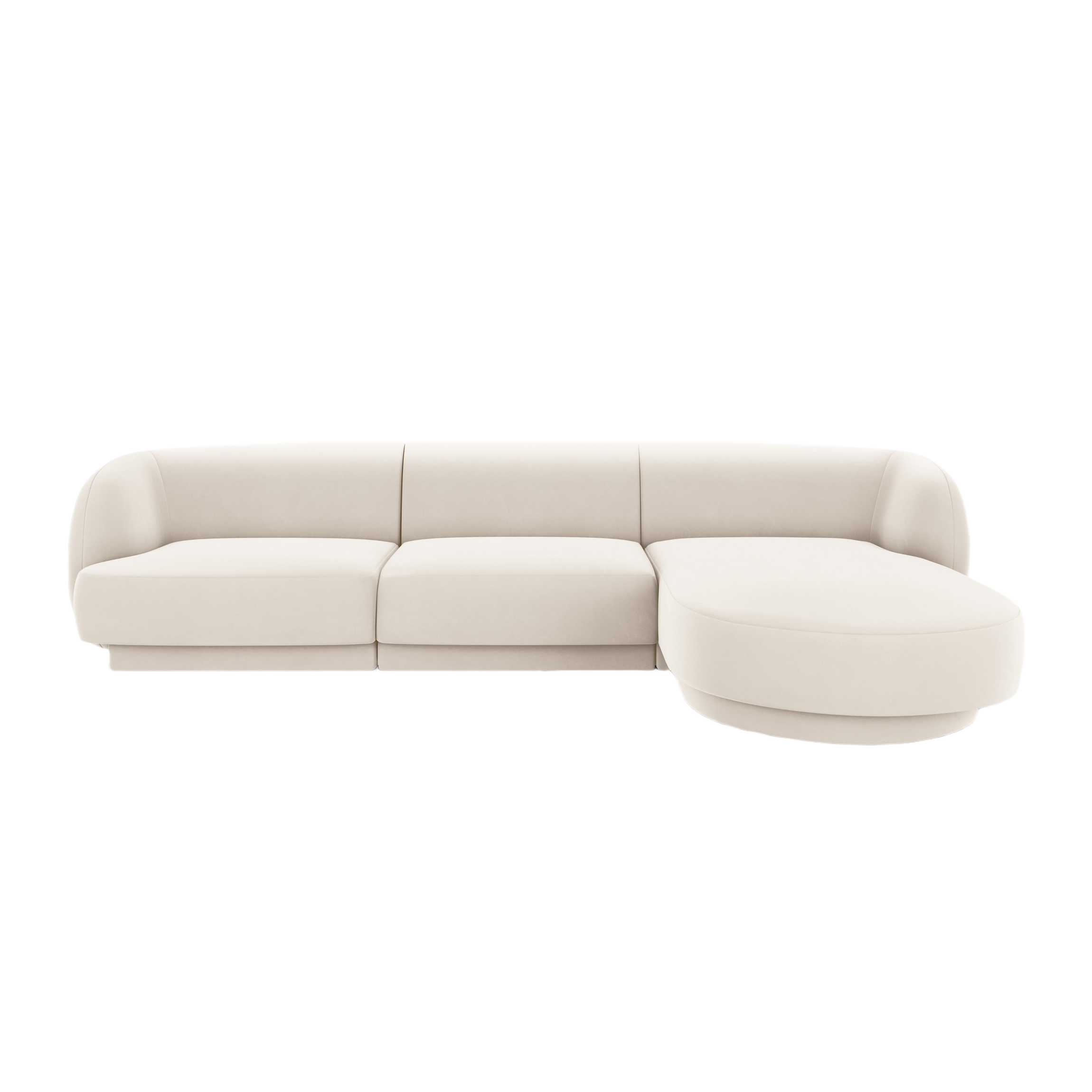 Velvet corner sofa for 4 people right-sided MILEY beige