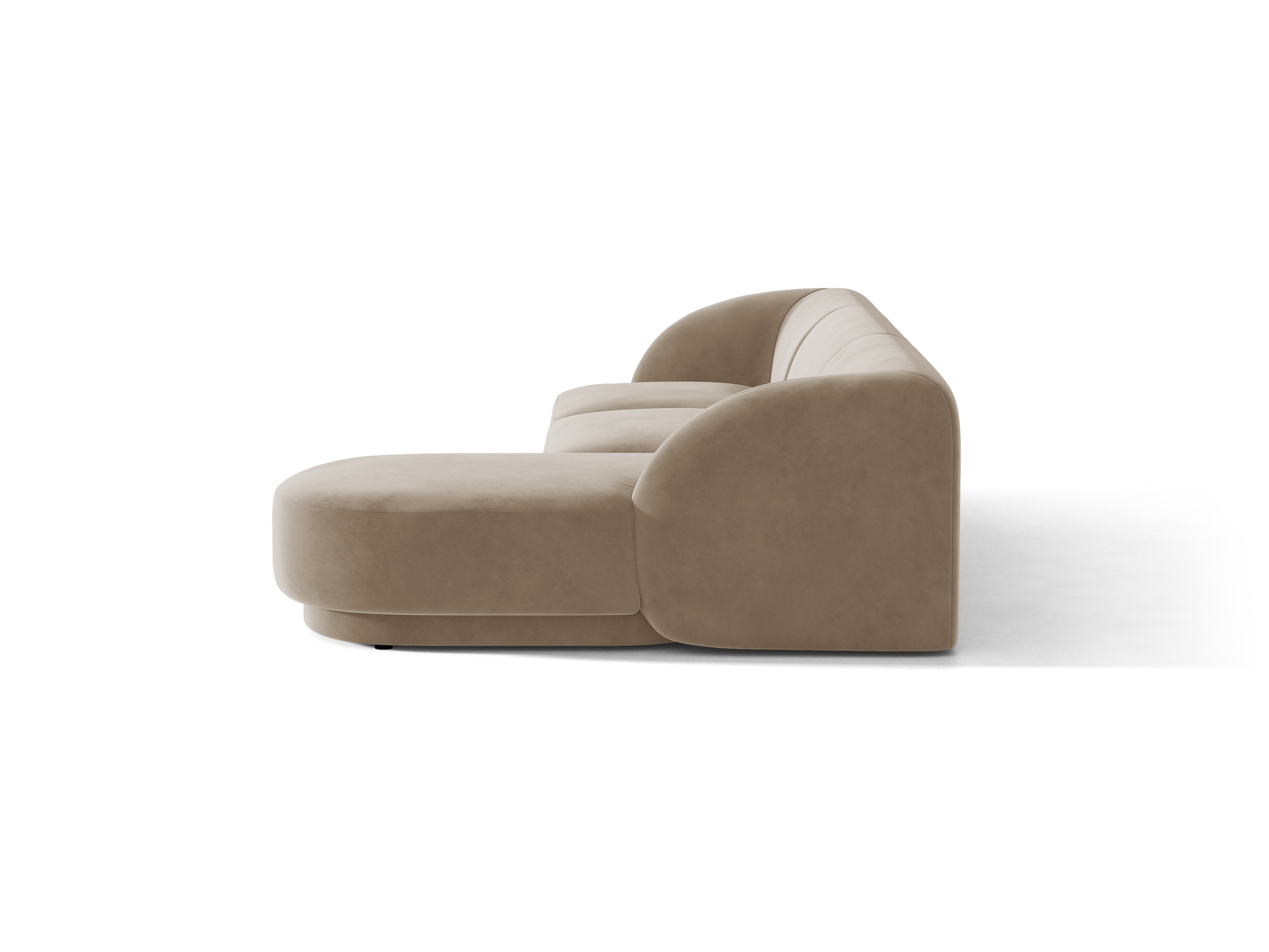 Narożnik aksamitny 4-osobowy prawostronny MILEY cappuccino – sofa narożna