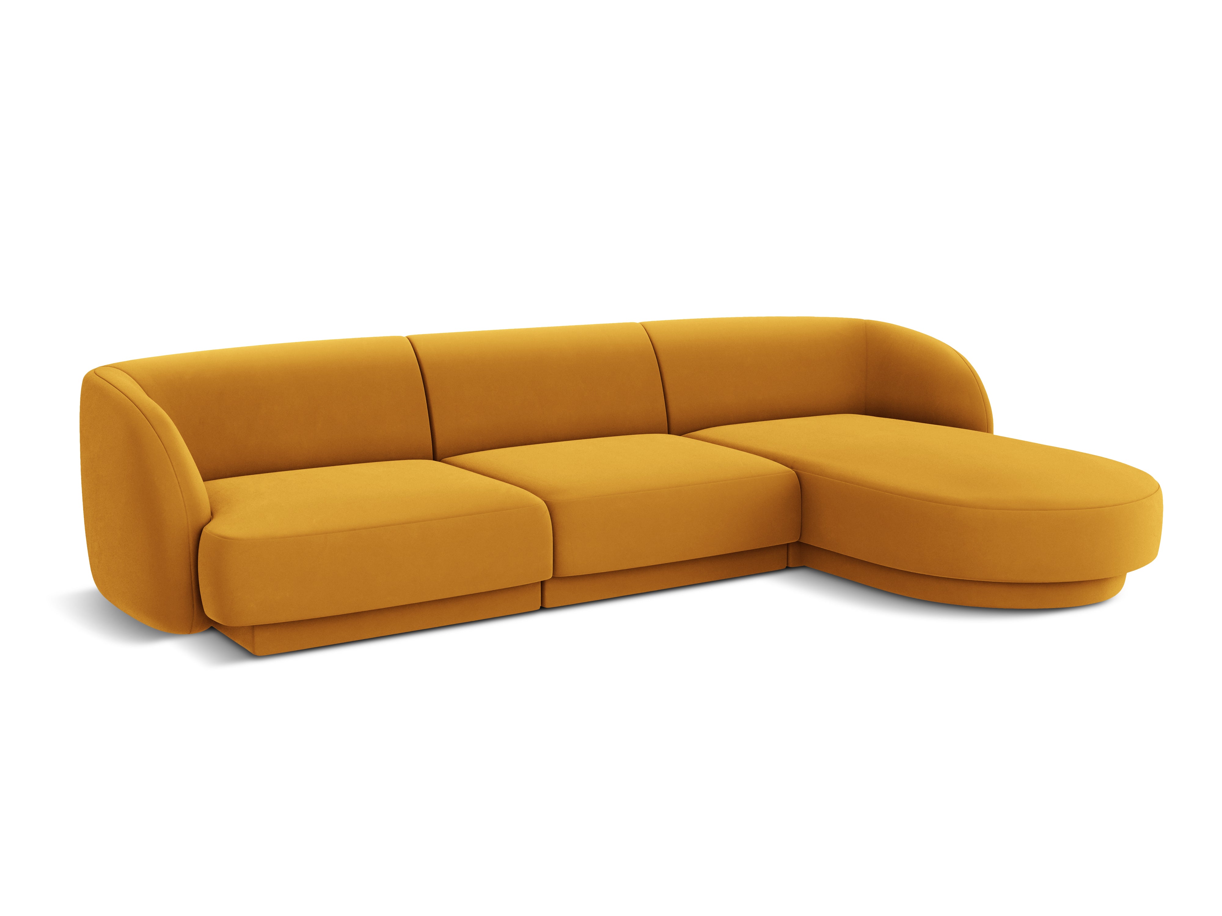Narożnik aksamitny 4-osobowy prawostronny MILEY żółty Micadoni Eye on Design