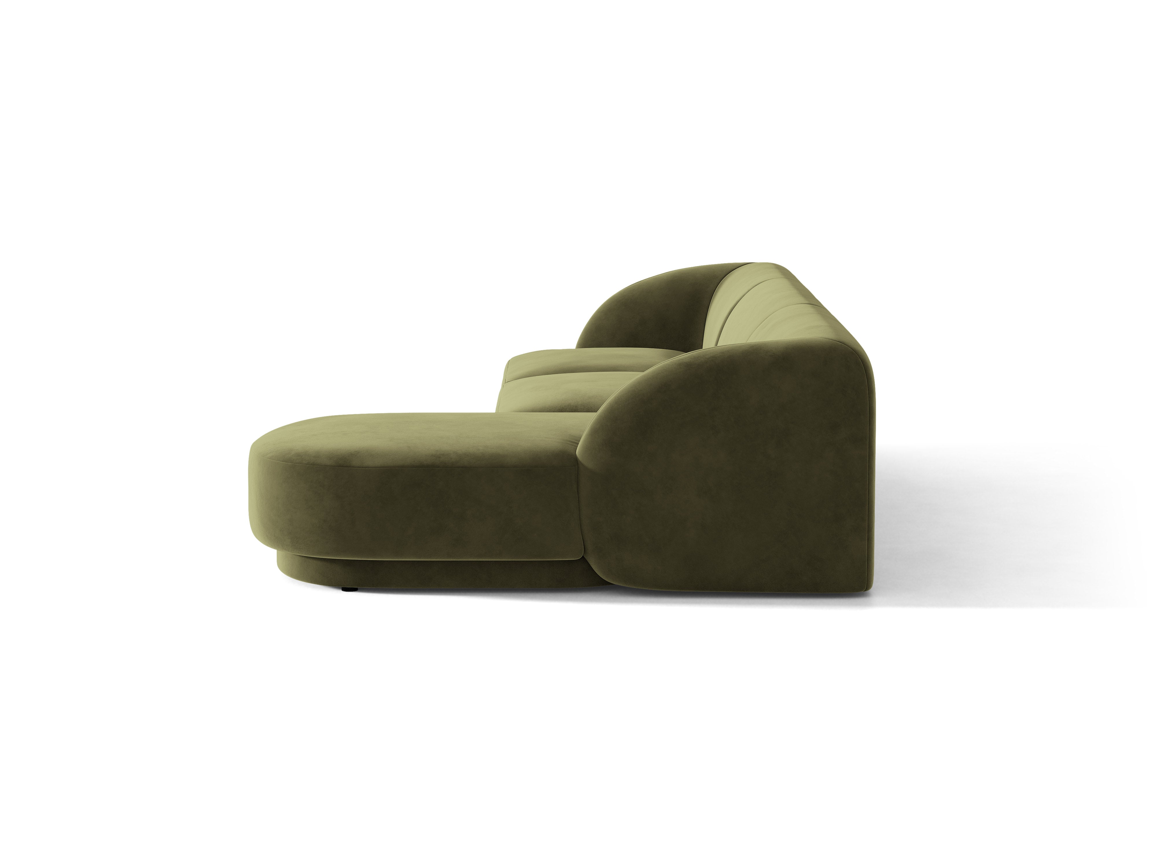 Narożnik aksamitny 4-osobowy prawostronny MILEY zielony – sofa narożna