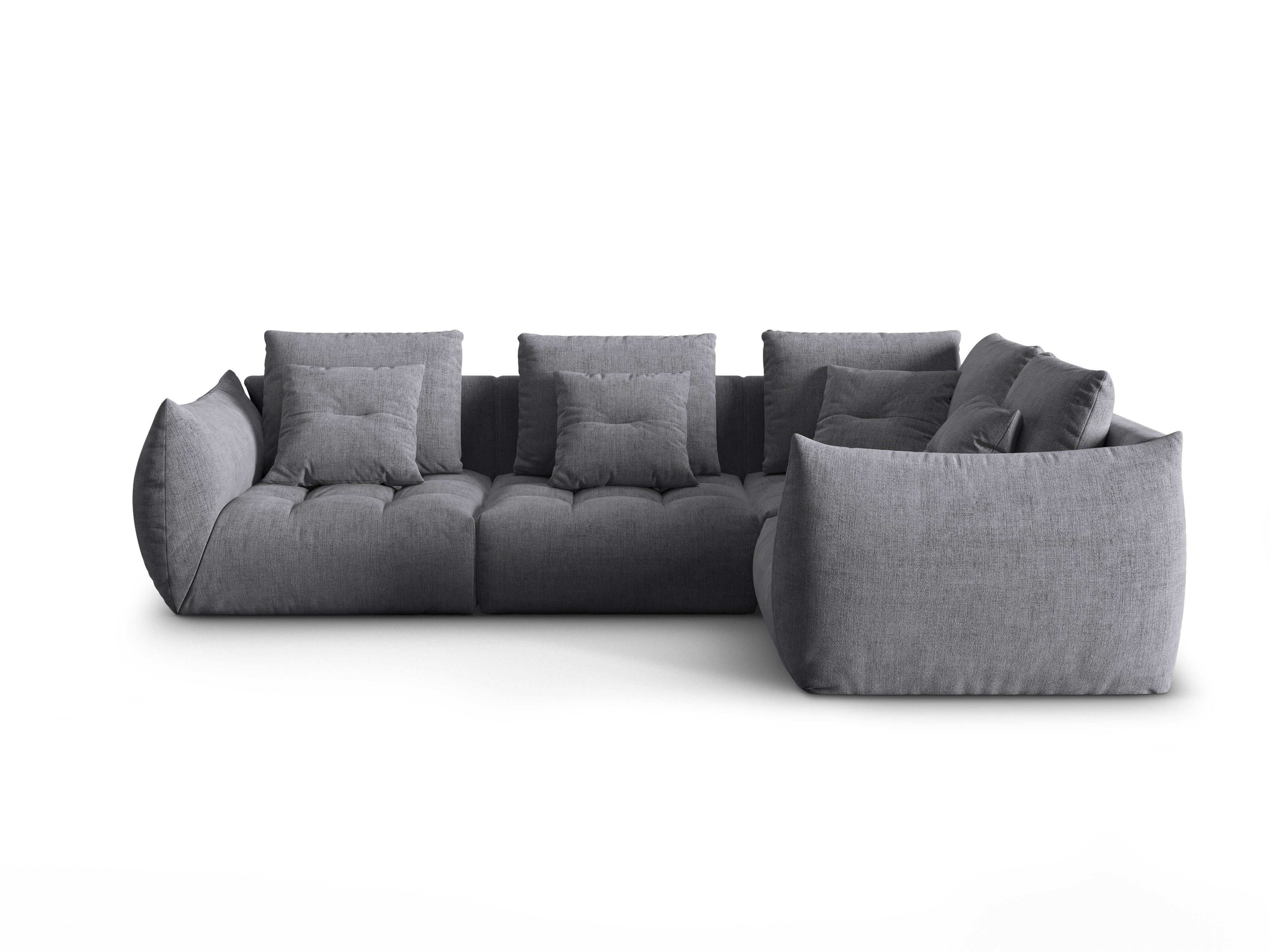 Right-facing 3-seater modular corner sofa BLOOM gray chenille