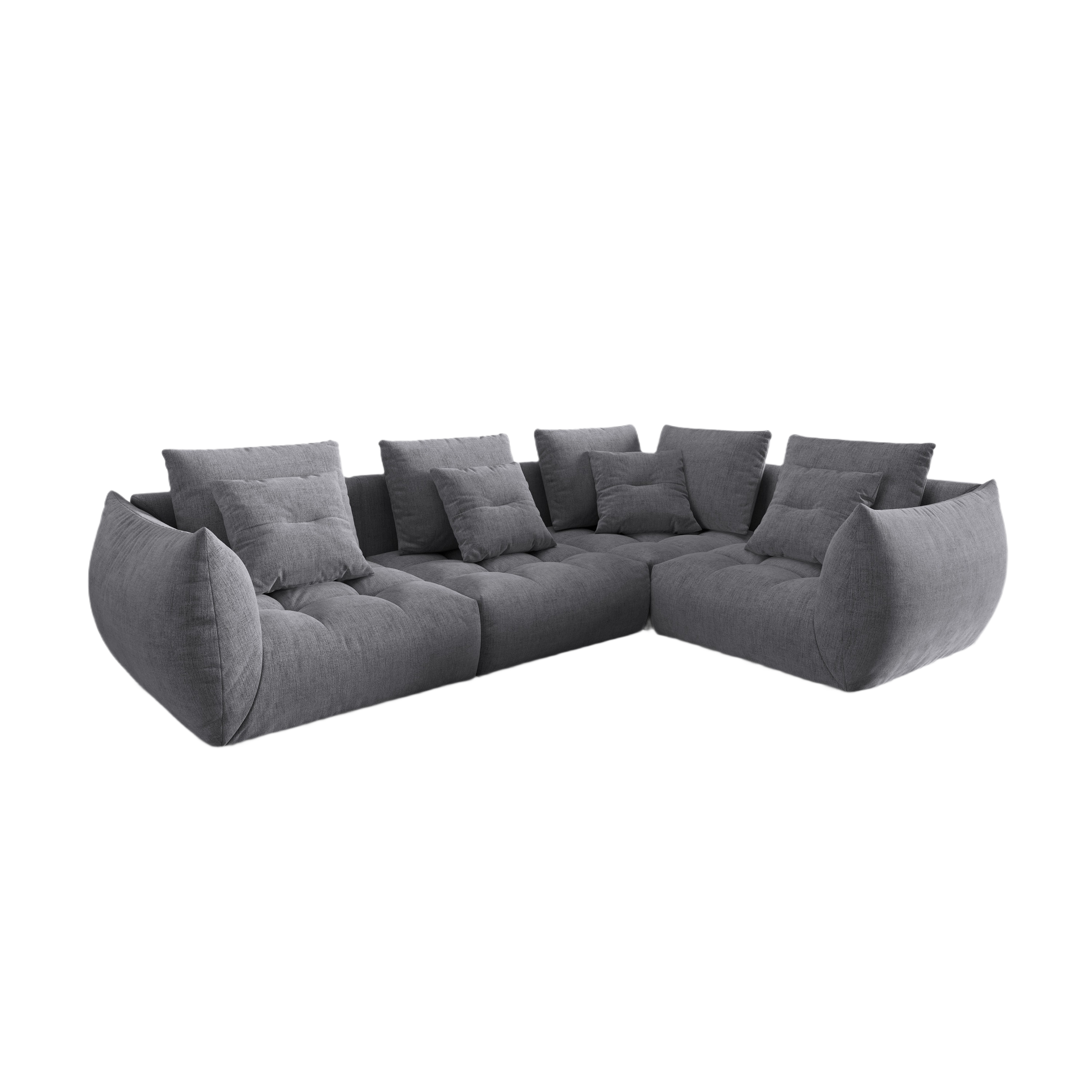 Right-facing 3-seater modular corner sofa BLOOM gray chenille
