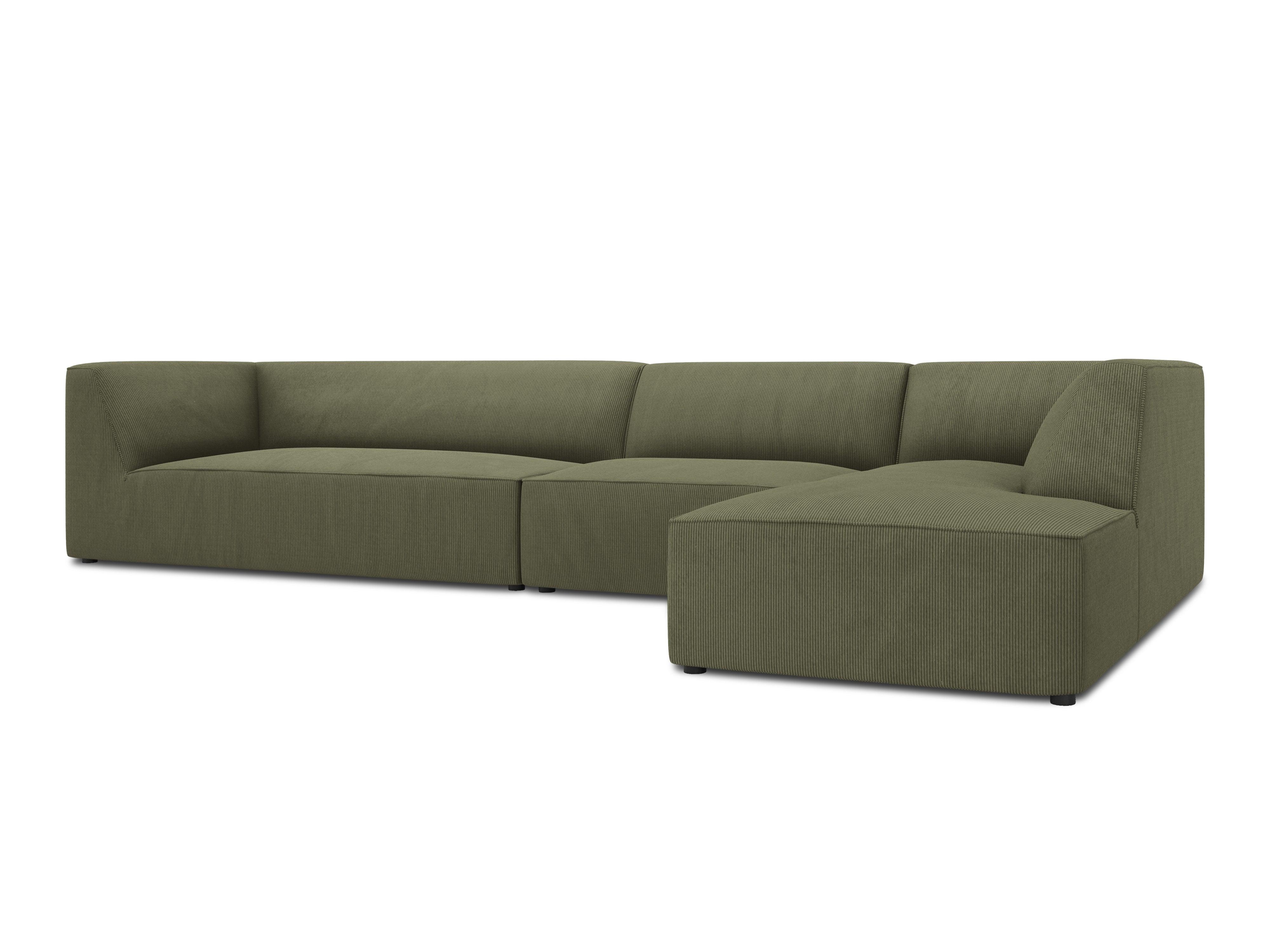 Narożnik sztruksowy 5-osobowy prawostronny RUBY zielony Micadoni Eye on Design