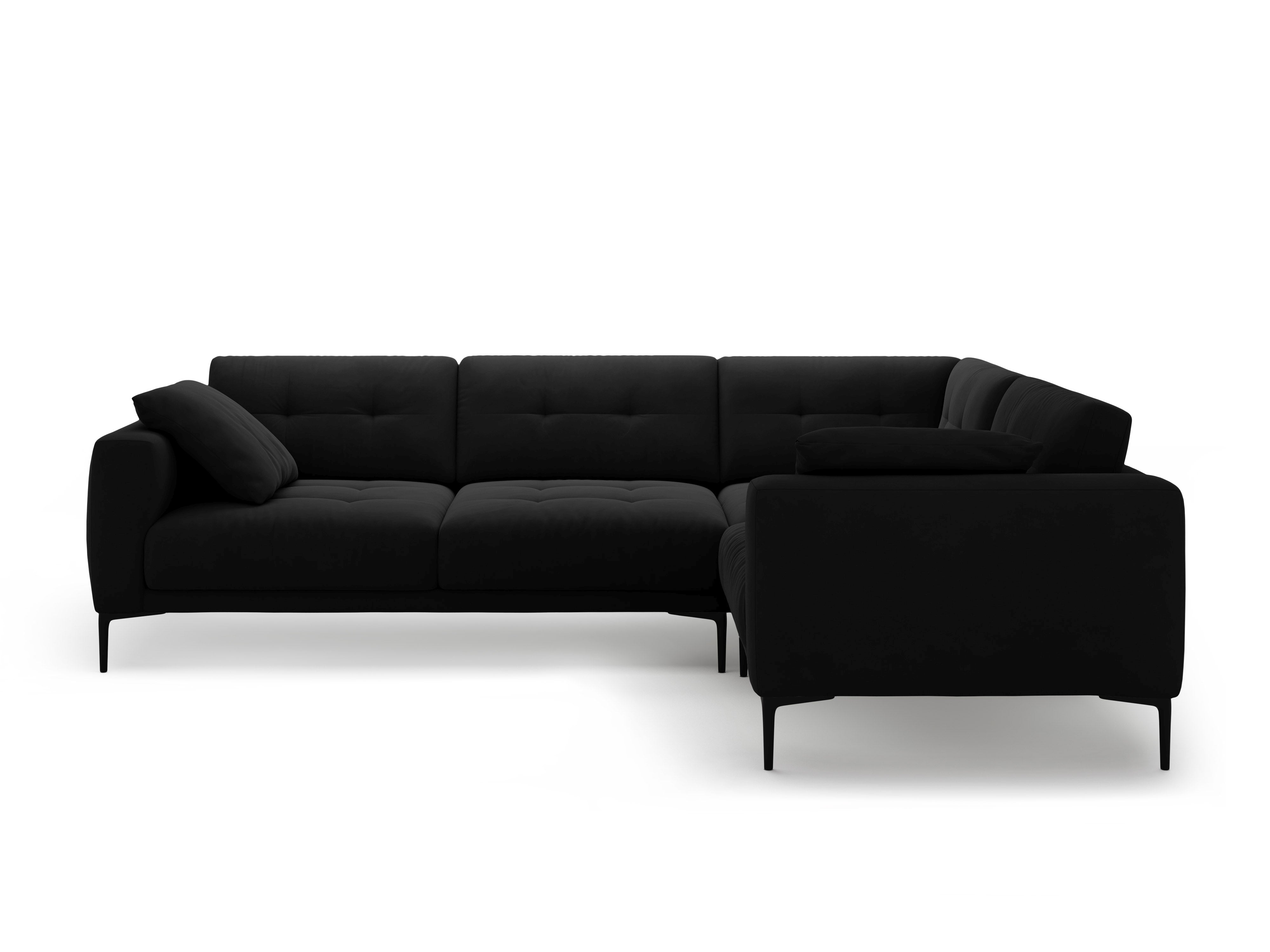 Right-facing L-shaped velvet corner sofa BEMY black