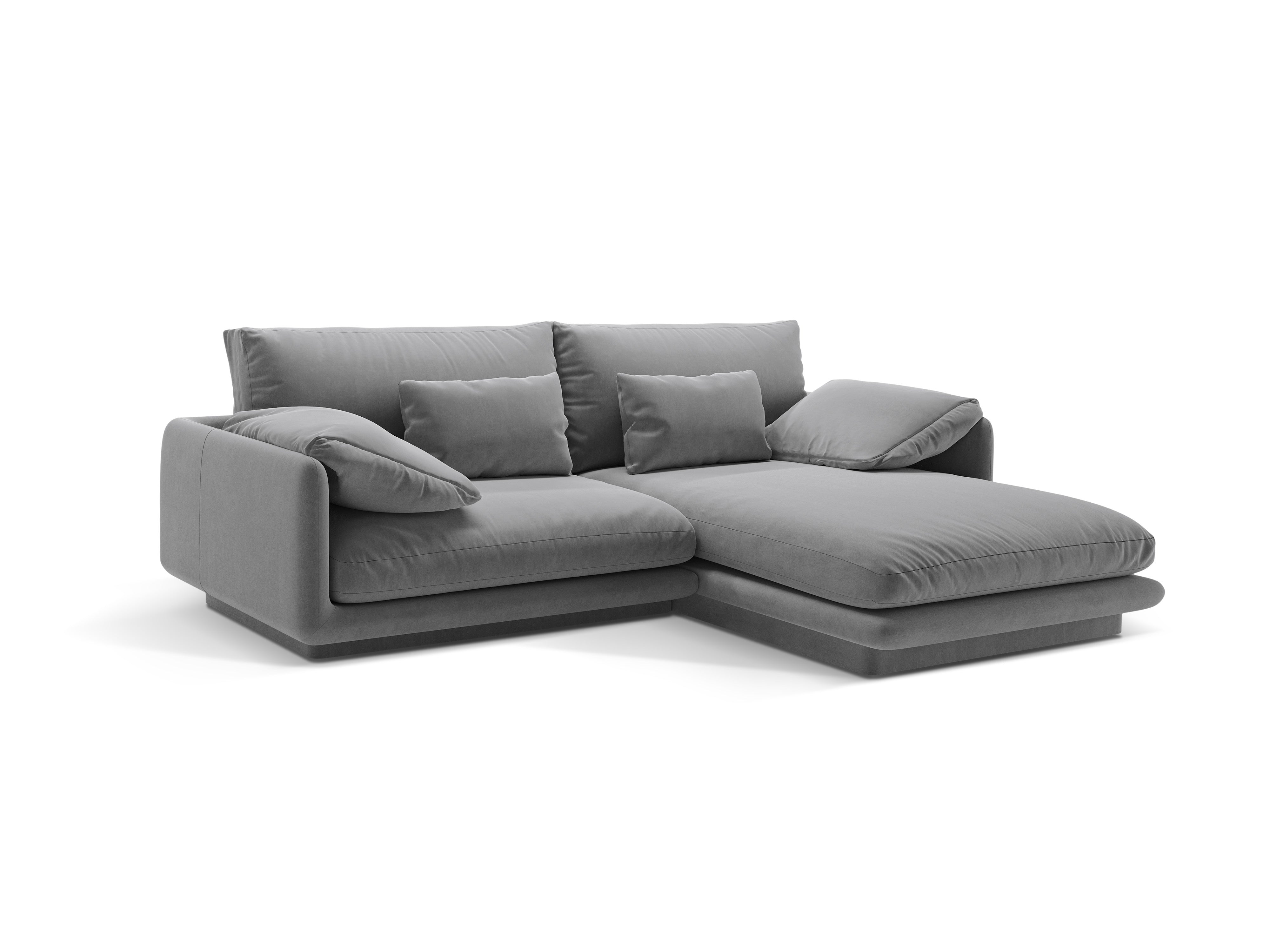 Velvet corner 3-person right-sided Torino light gray