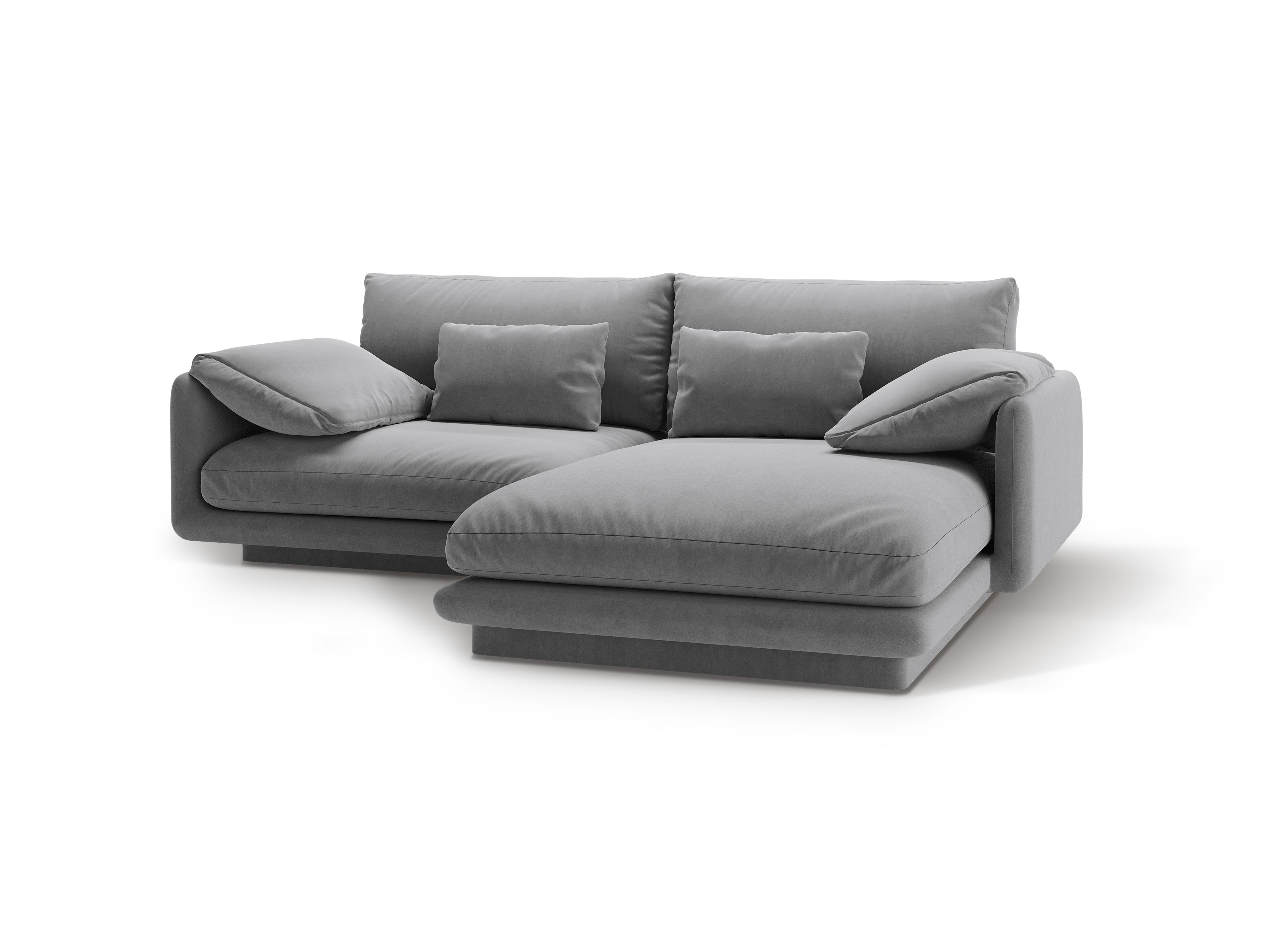 Velvet corner 3-person right-sided Torino light gray