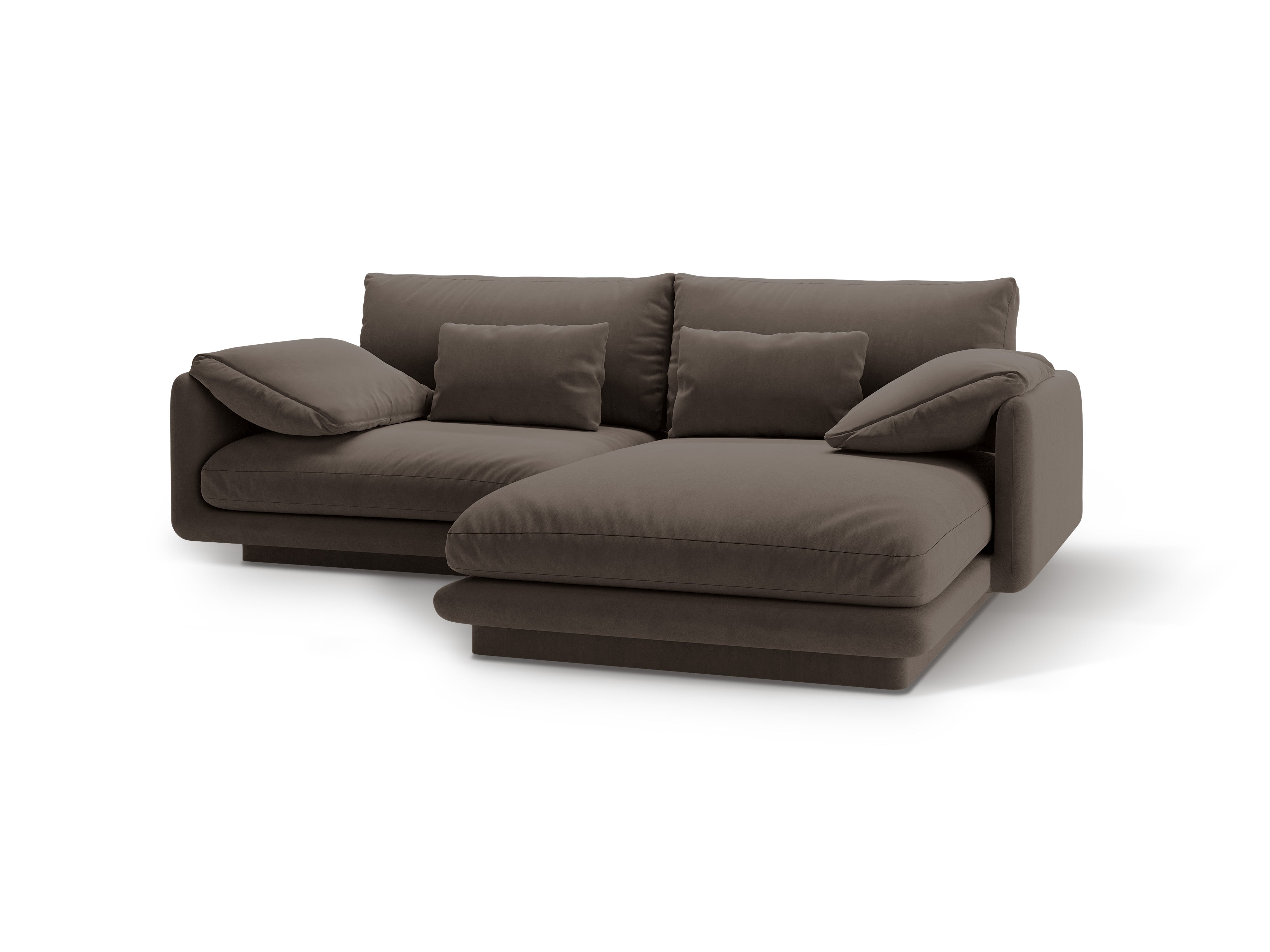 Sametový rohový trojmiestny pravostranný TORINO ebenovo hnedý