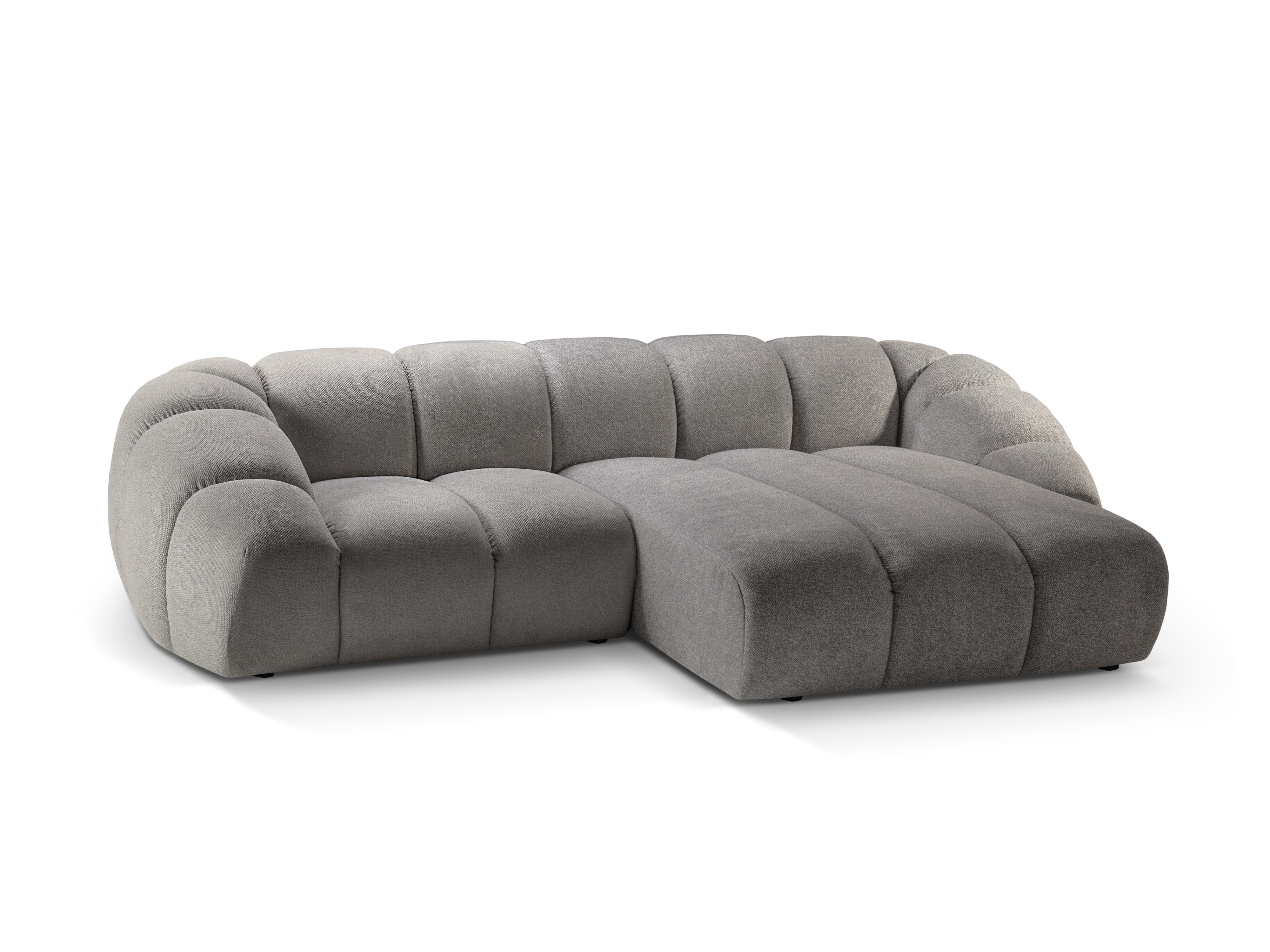 Right-facing 3-seater corner sofa DIANA light gray chenille