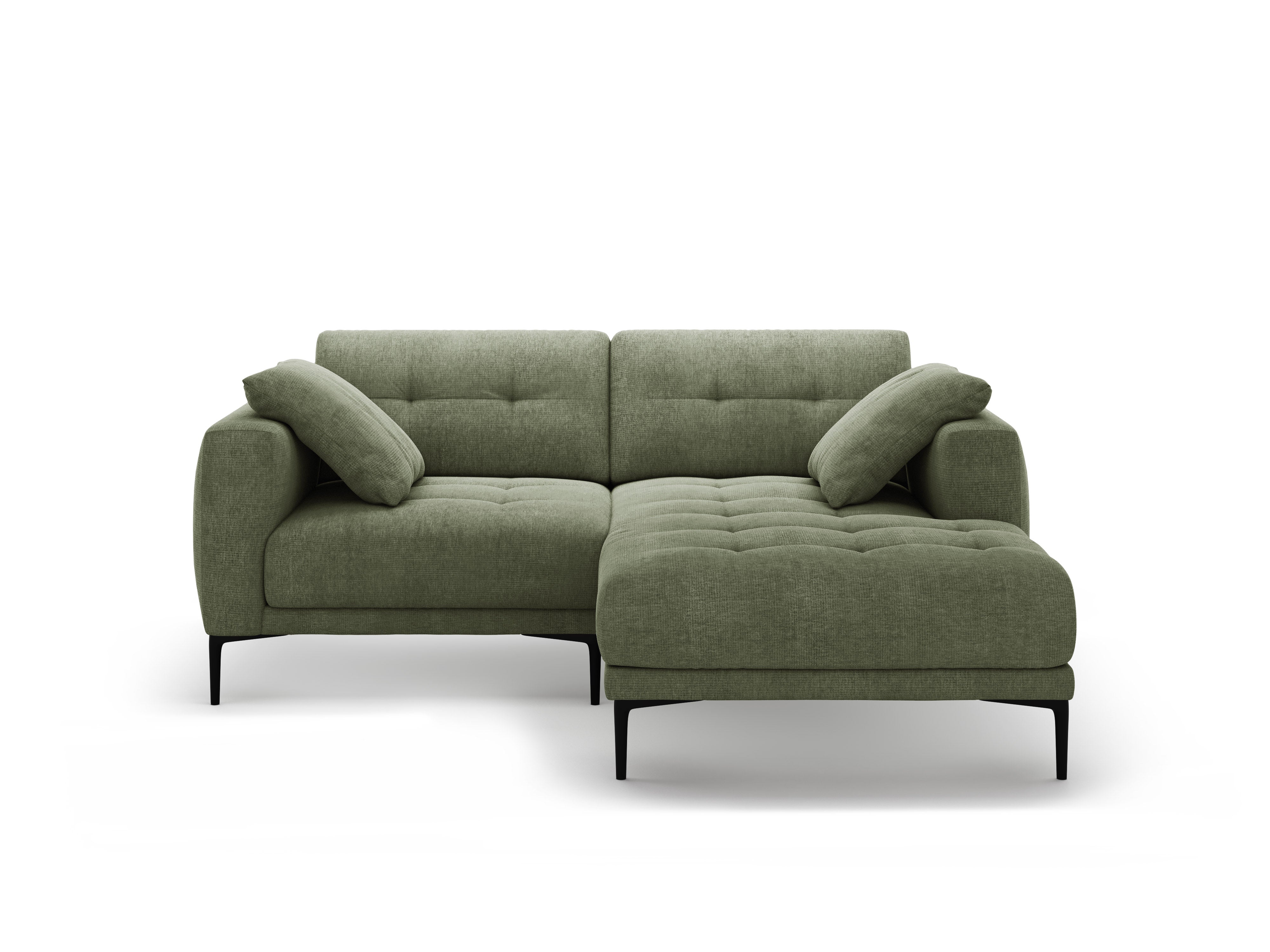 Right-facing corner sofa BEMY olive chenille
