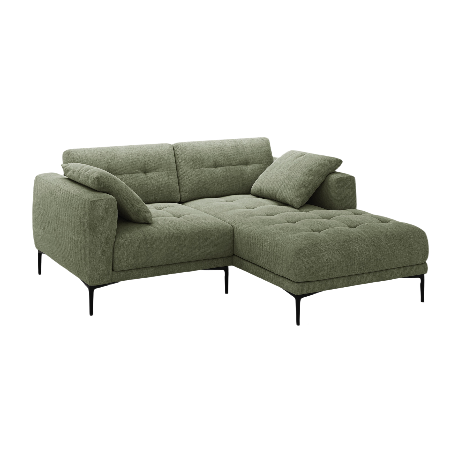 Right-facing corner sofa BEMY olive chenille