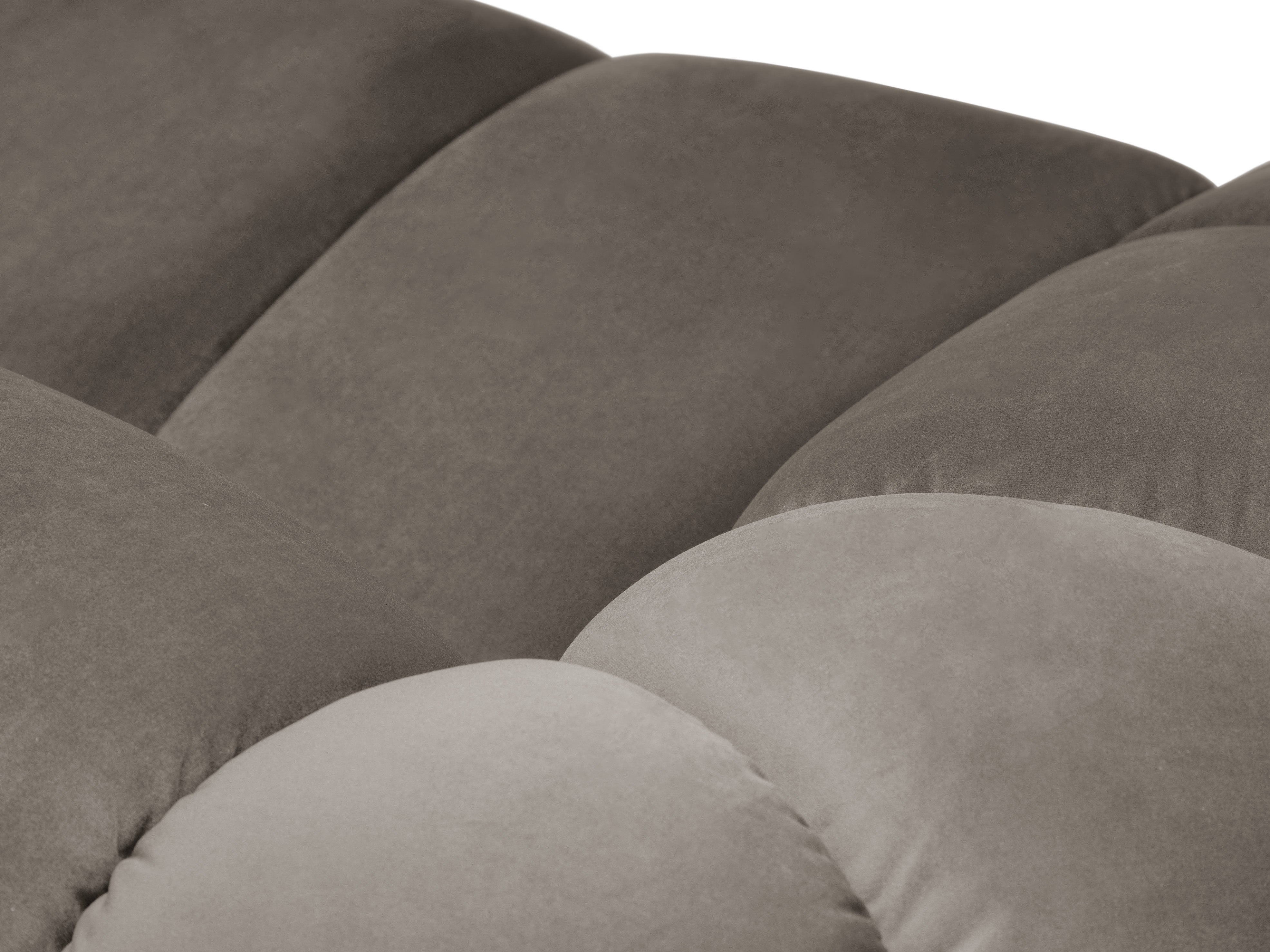 Velvet corner sofa for three people, right-facing, DIANA in gray-beige