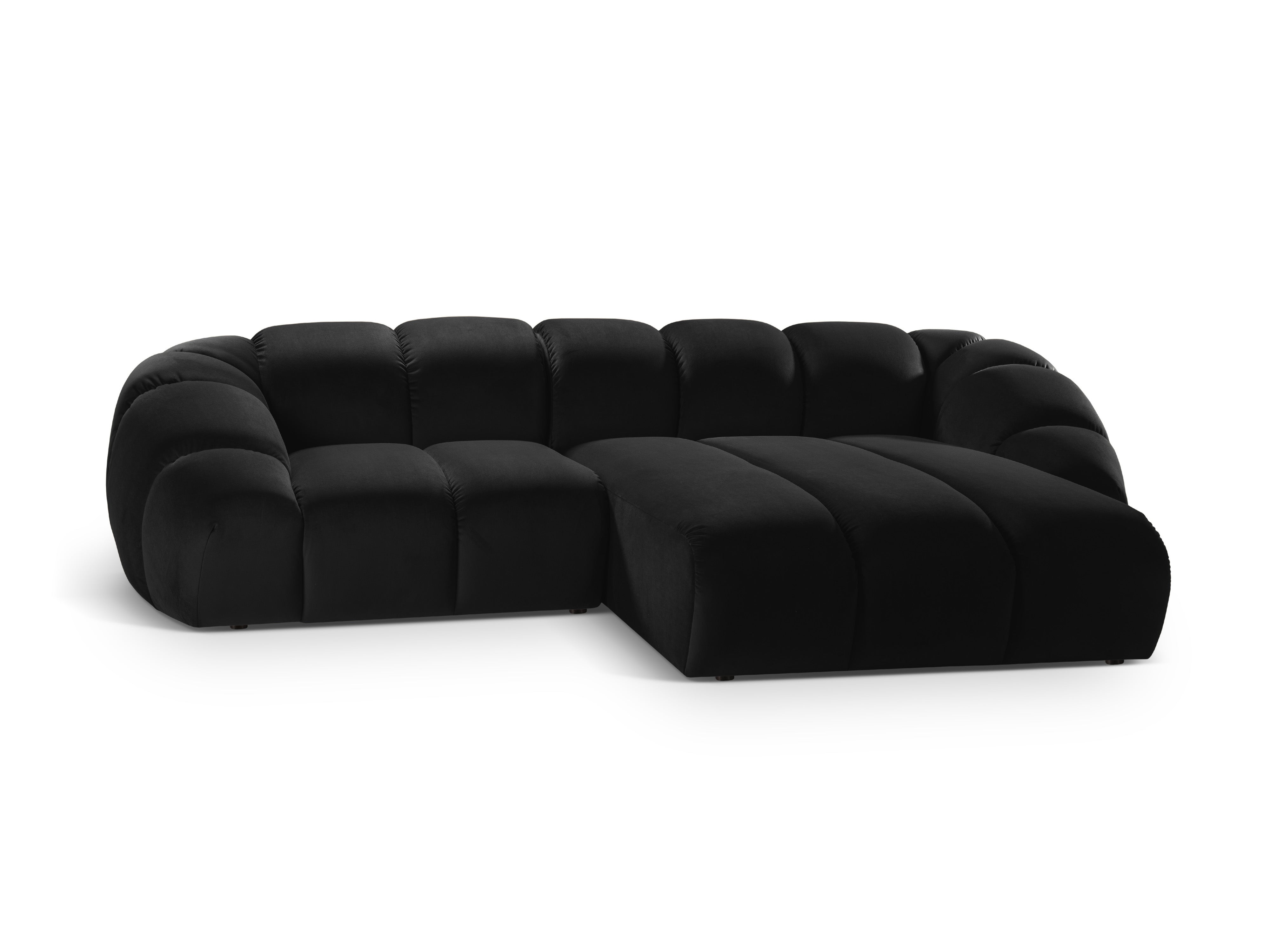 Velvet corner sofa for three people right-sided DIANA black