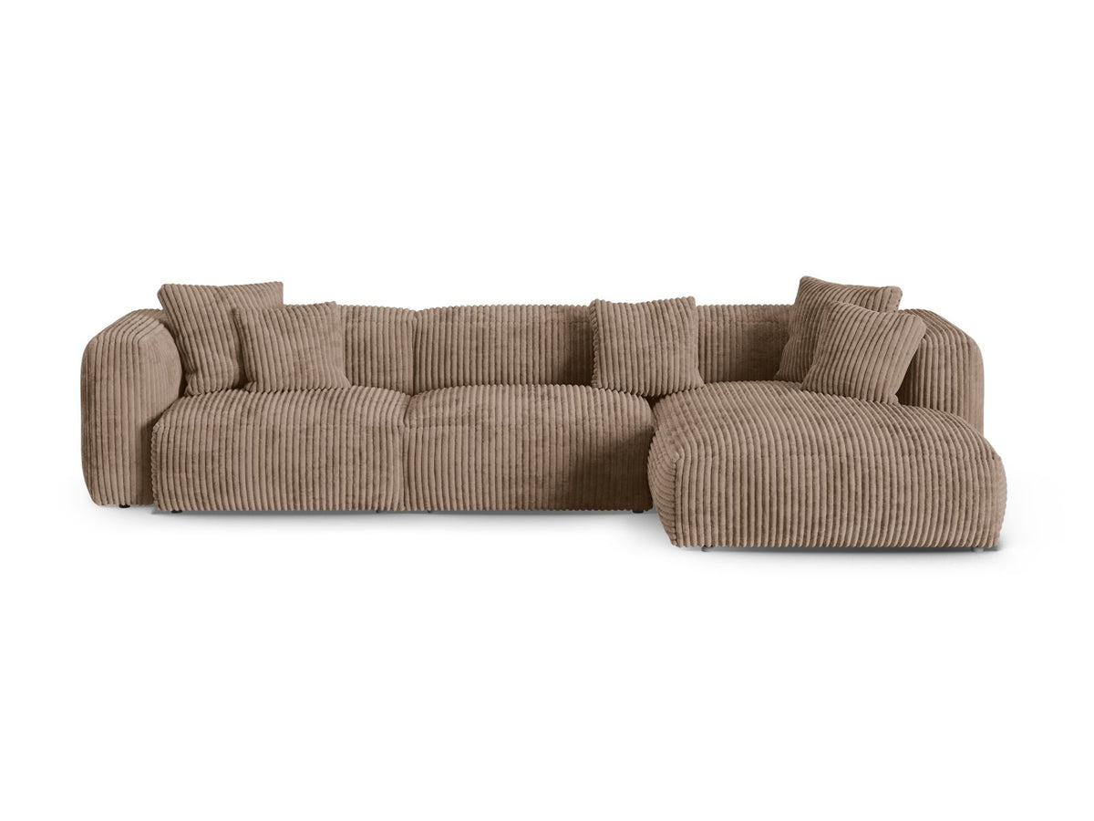 Narożnik prawostronny 3-osobowy XL MARTINA ciemnobeżowy sztruks – Micadoni