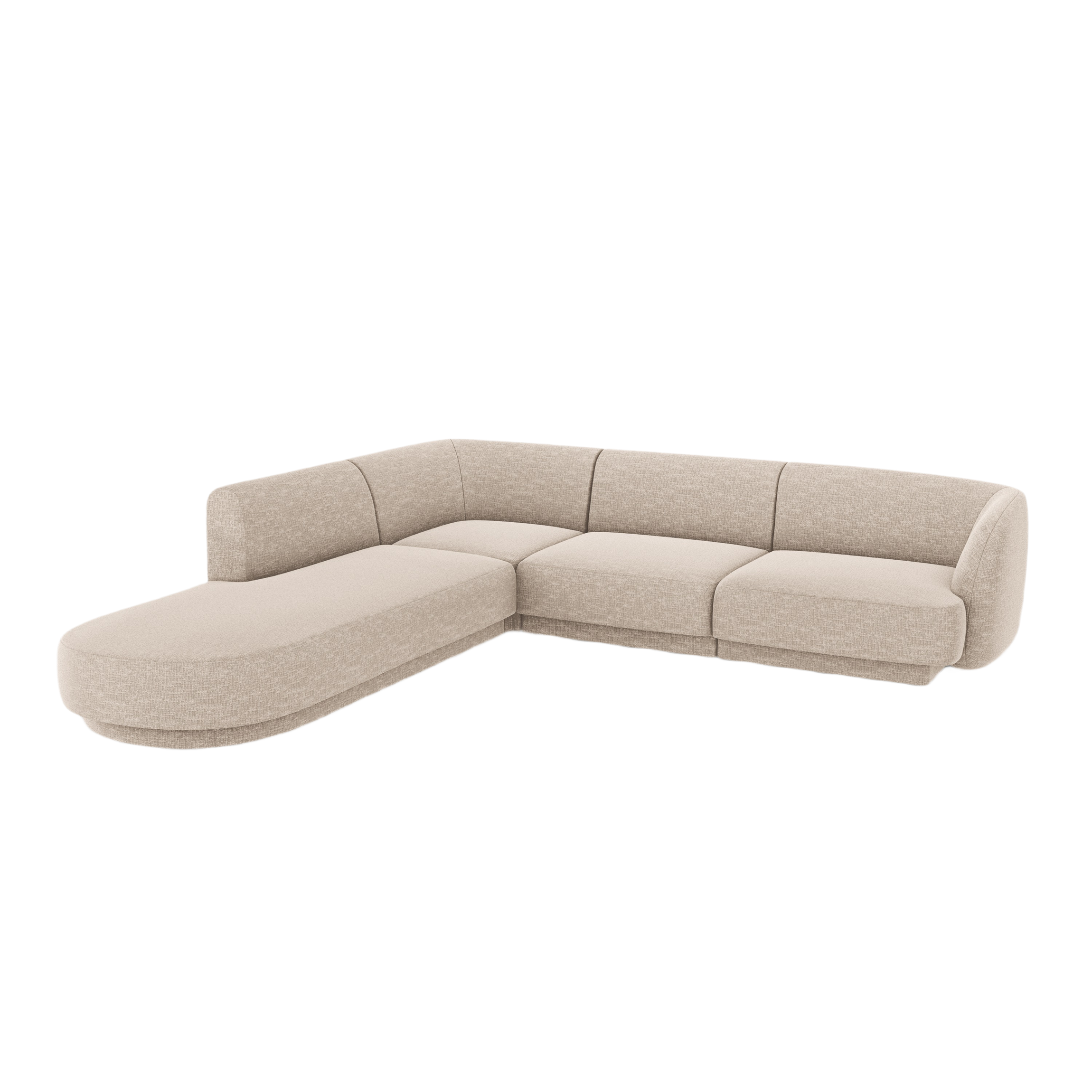 6-seater left-facing corner sofa MILEY beige silky chenille