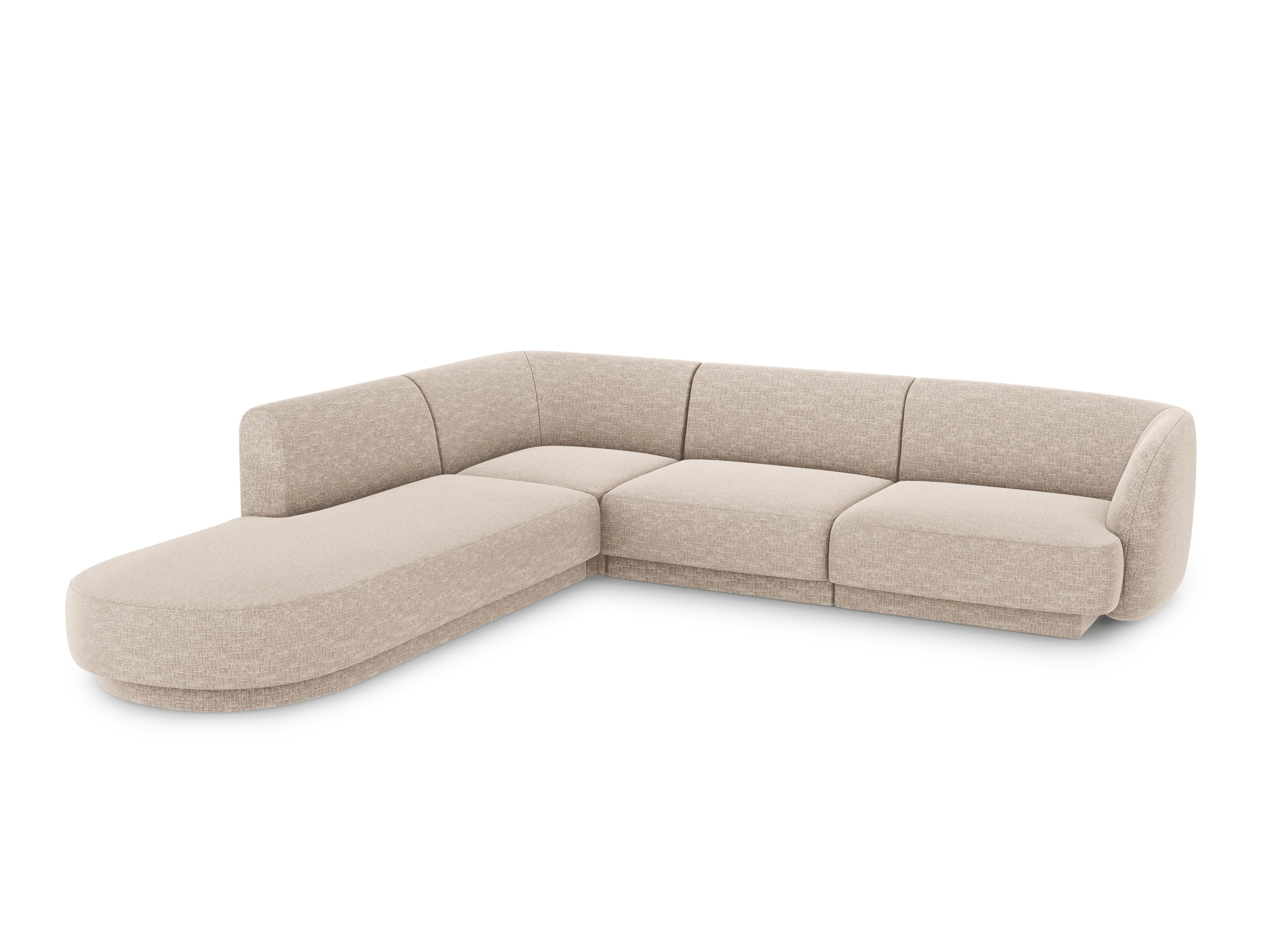 Left-sided corner sofa for 6 people MILEY beige chenille