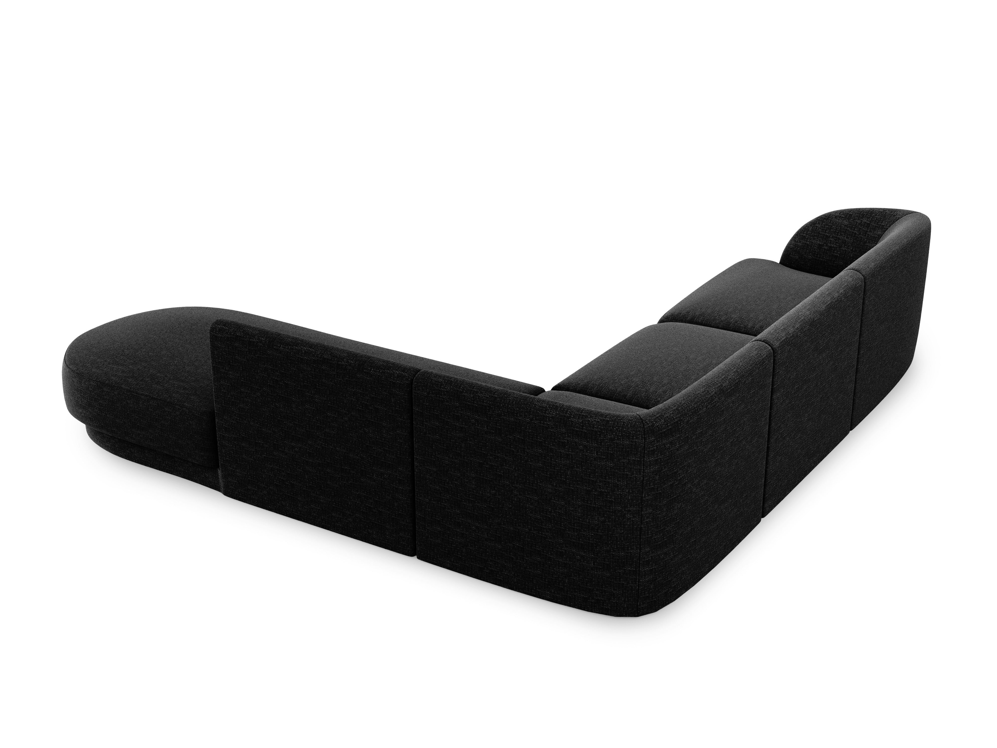 Right-facing 6-seater corner sofa MILEY black chenille