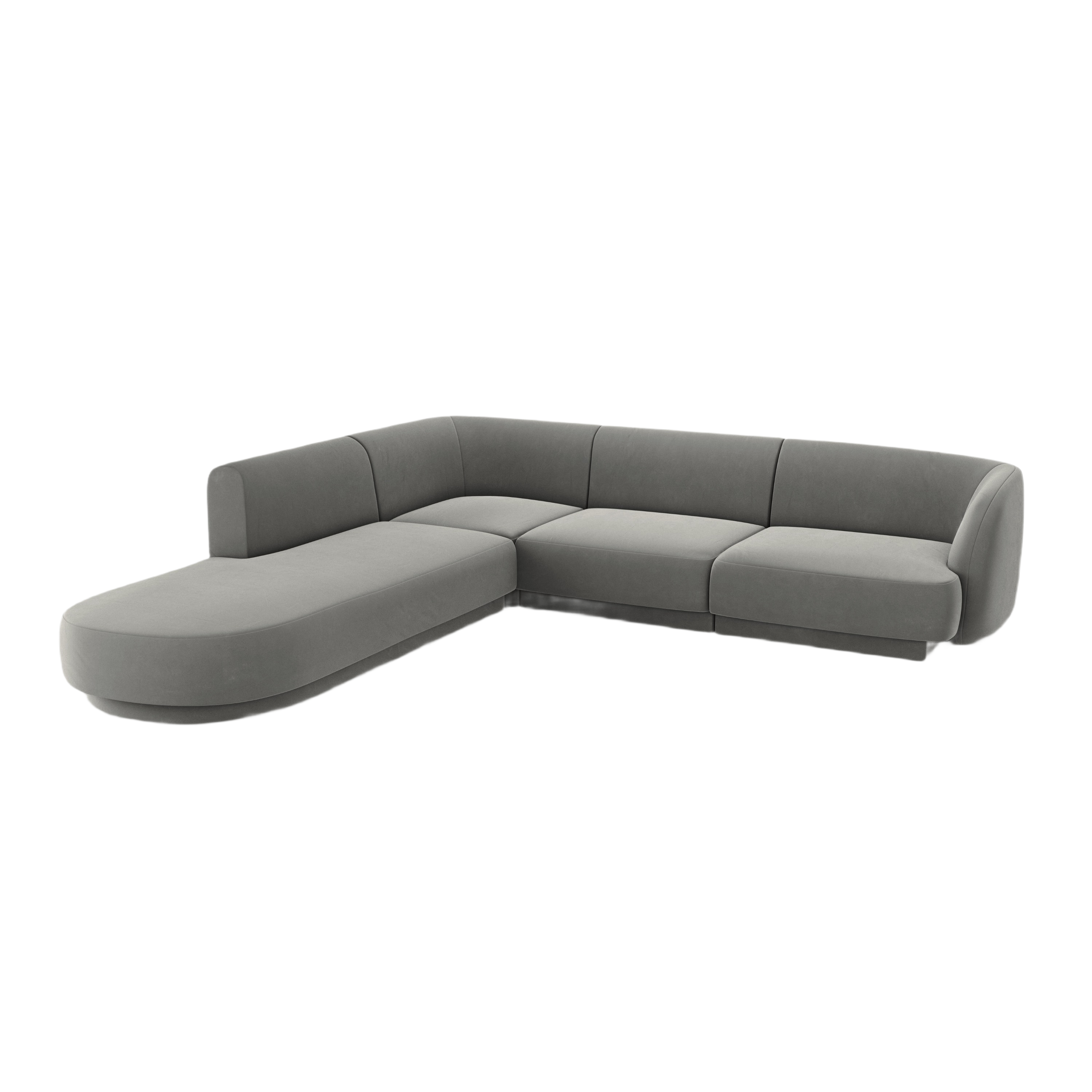 Velvet corner sofa for 6 people, left-sided MILEY light gray
