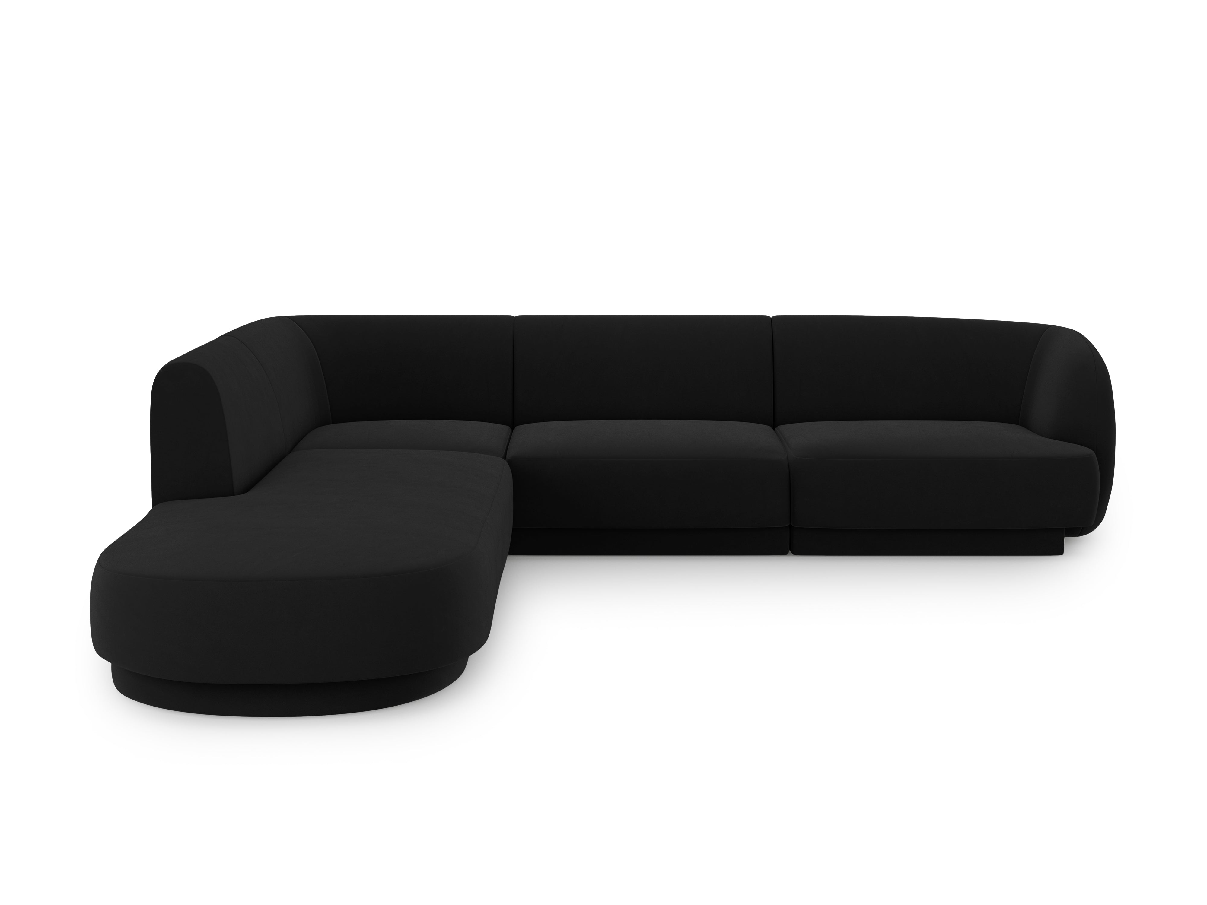 Narożnik aksamitny 6-osobowy lewostronny MILEY czarny Micadoni Eye on Design