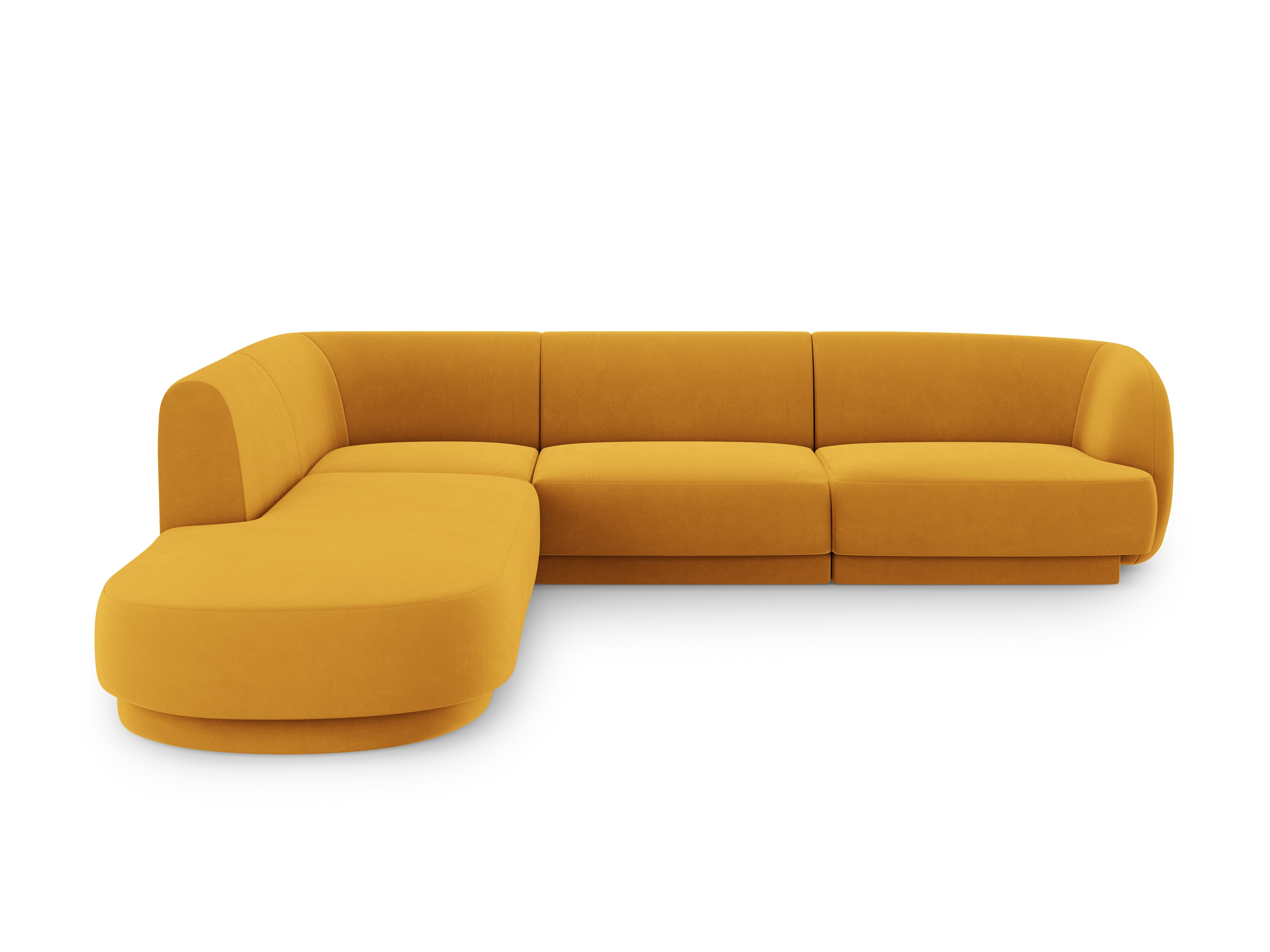 Narożnik aksamitny 6-osobowy lewostronny MILEY żółty Micadoni Eye on Design