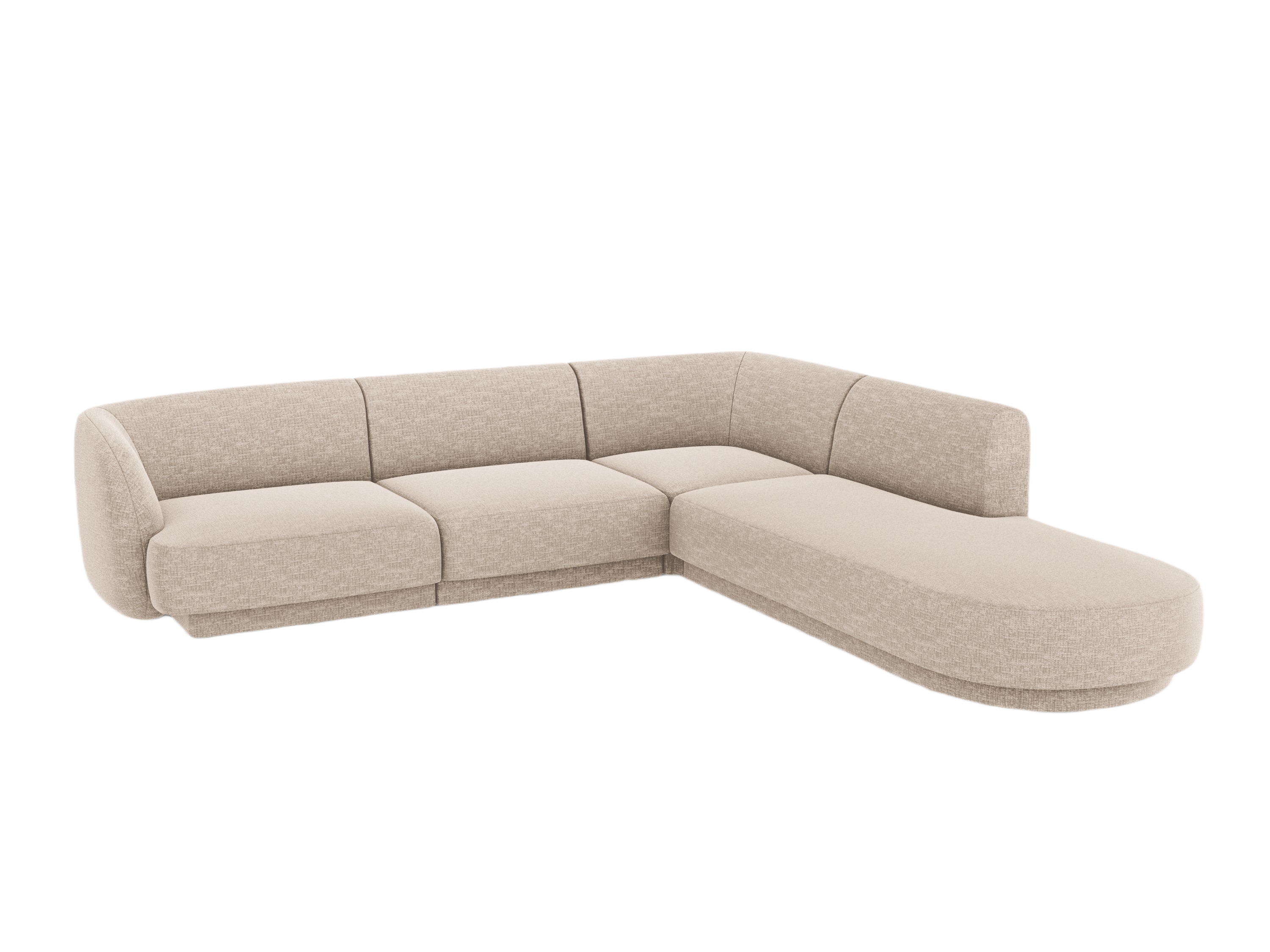 6-seater right-facing corner sofa MILEY beige silky chenille