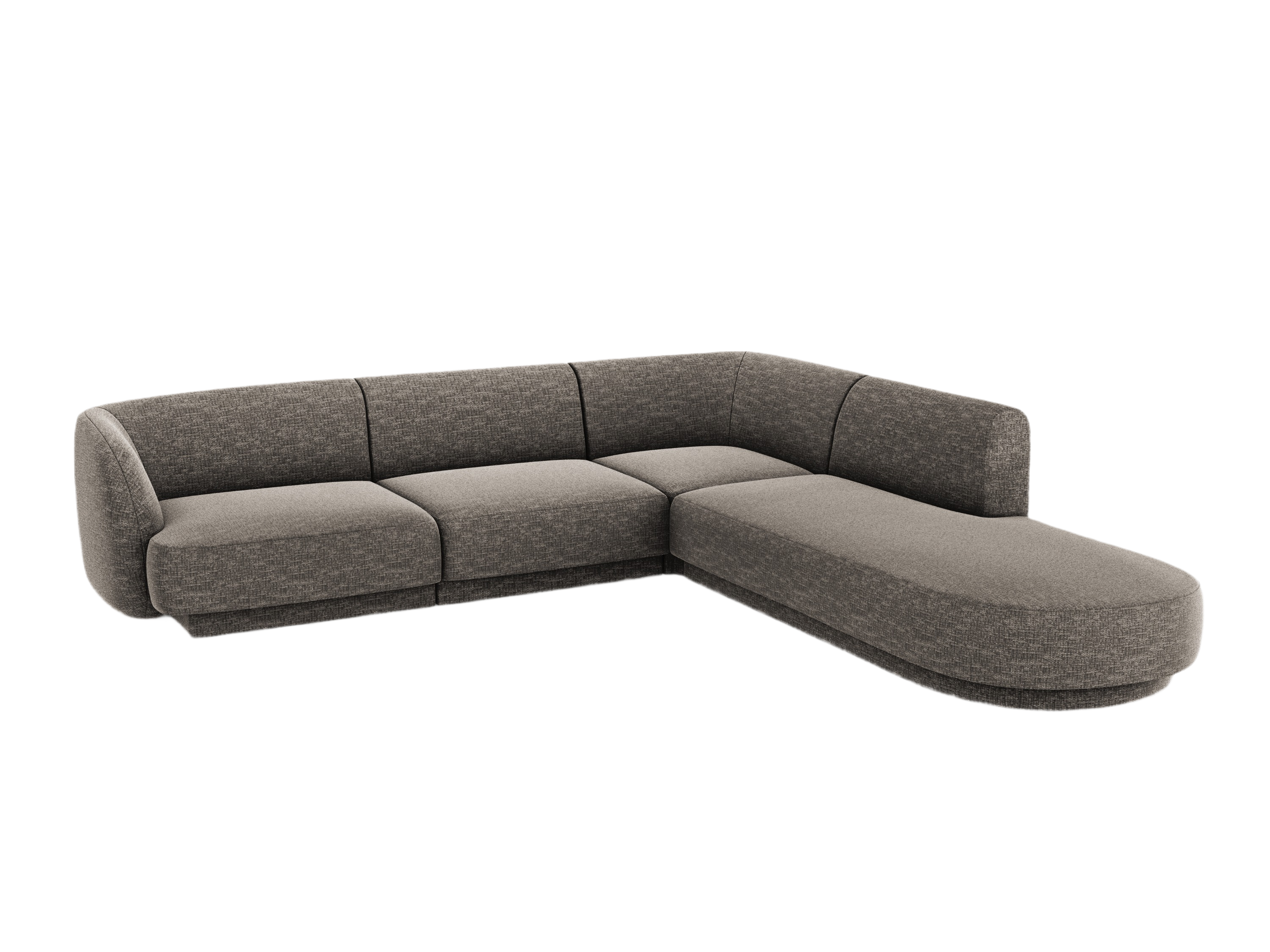 6-seater right-facing corner sofa MILEY dark gray silky chenille