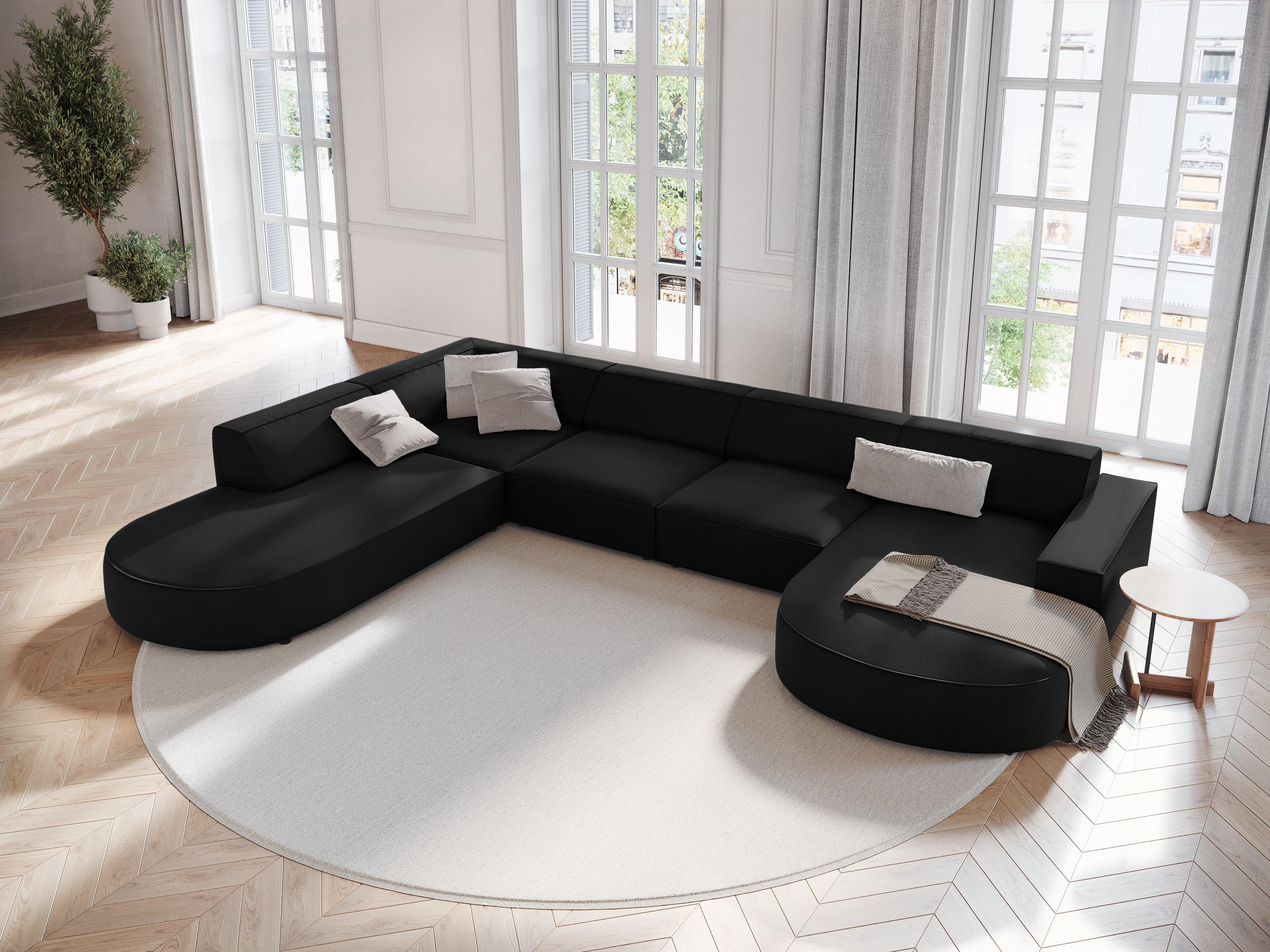 Sofa panoramiczna aksamitna lewostronna okrągła JODIE czarny Micadoni Eye on Design