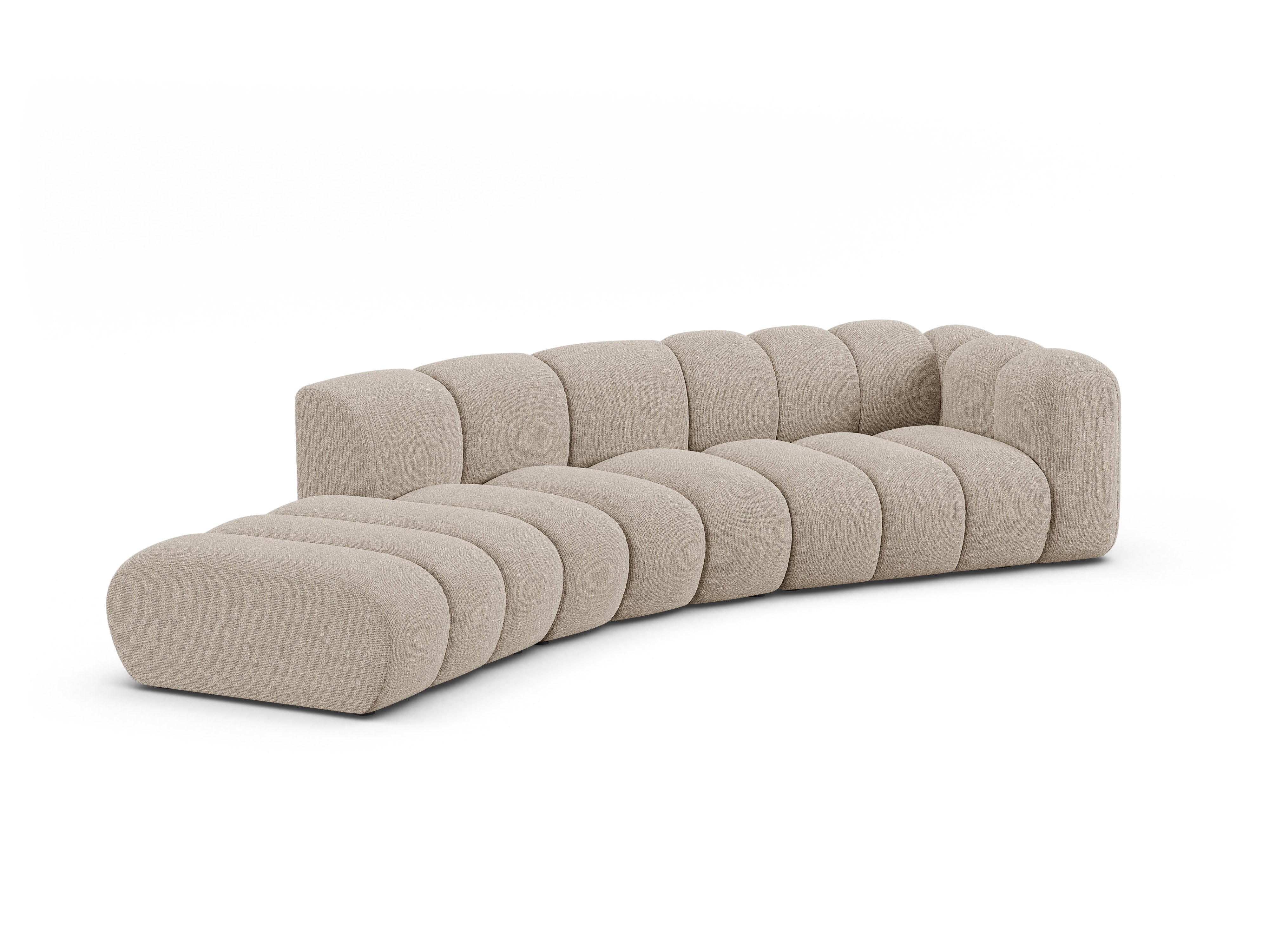 5-seater left-facing LUPINE sofa beige chenille