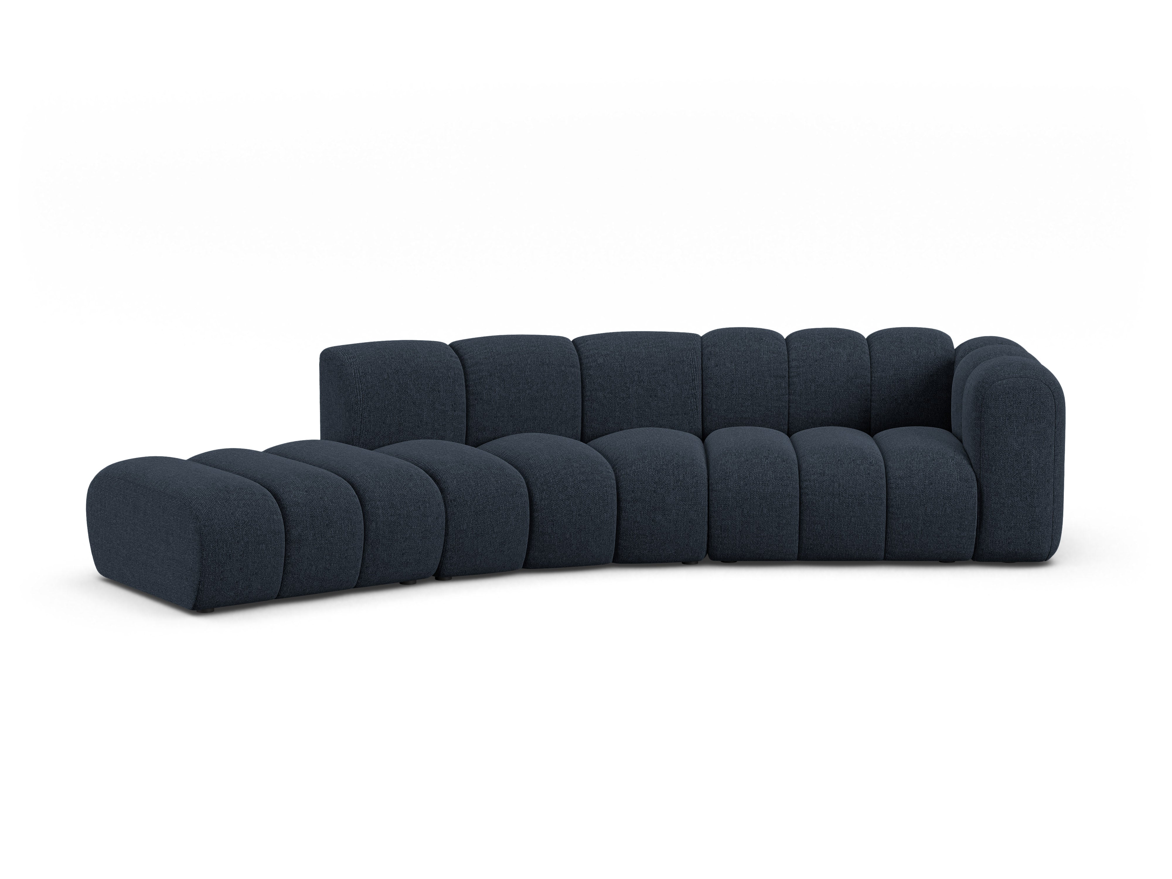 5-seater left-facing LUPINE sofa in navy chenille