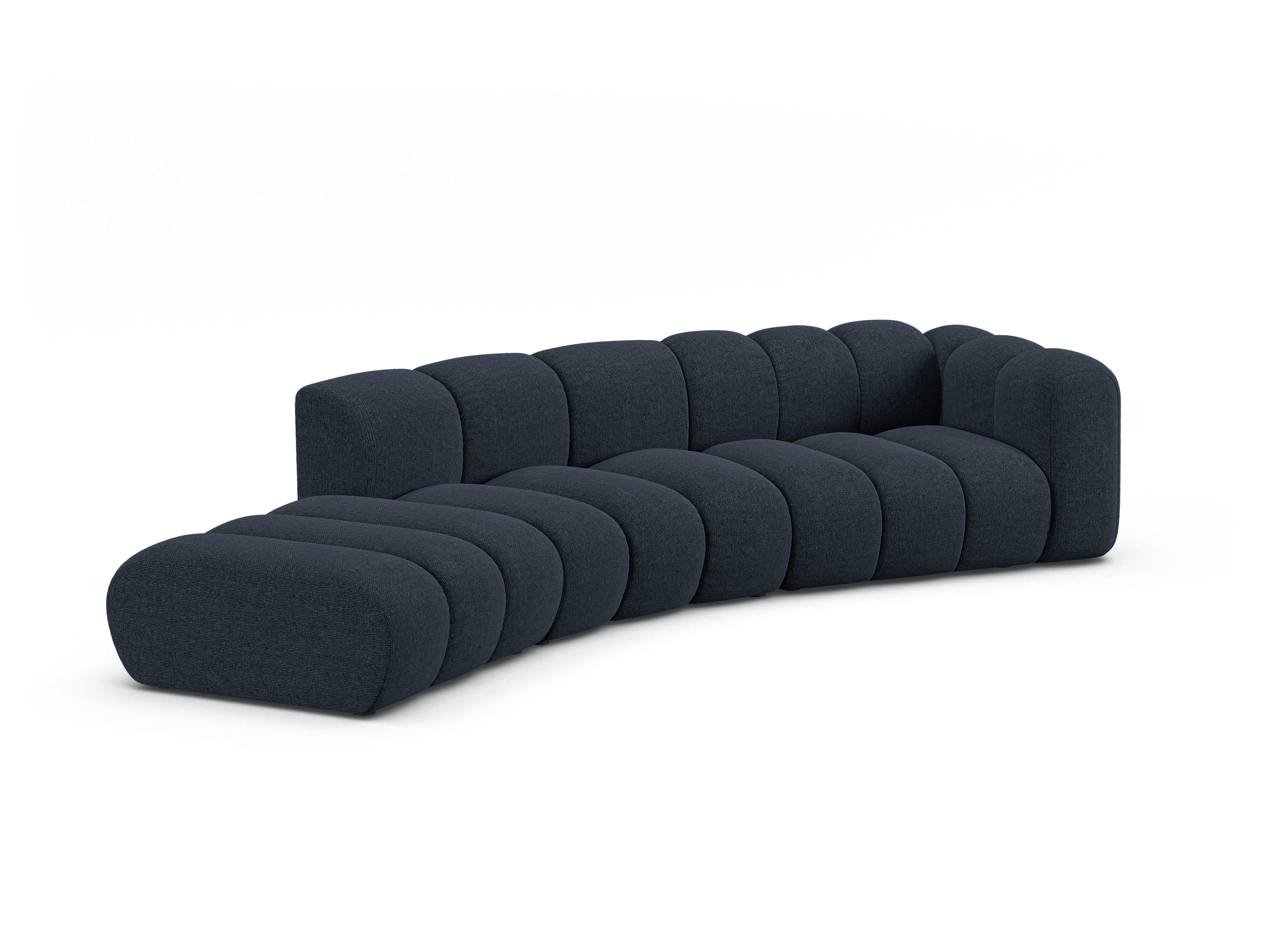 5-seater left-facing LUPINE sofa in navy chenille