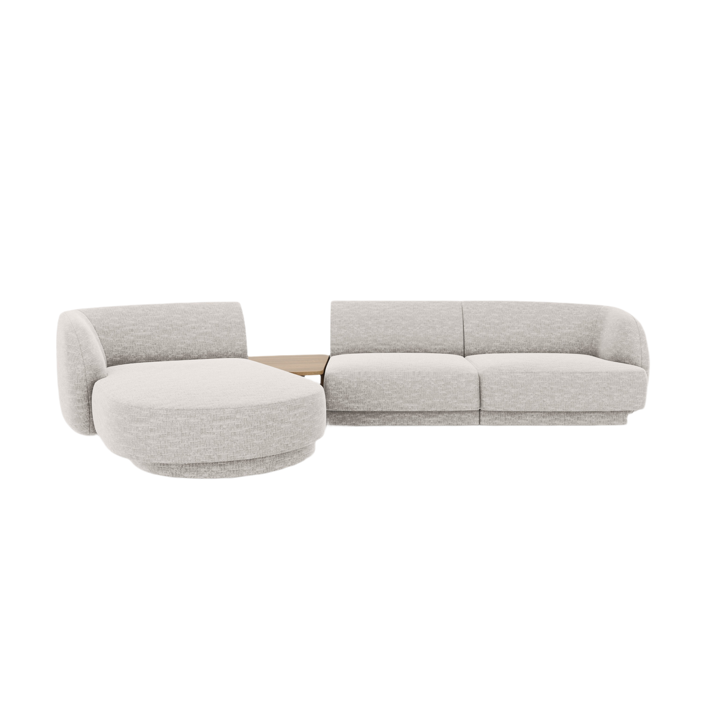 Modular corner sofa with table 3-seater left-sided MILEY gray chenille