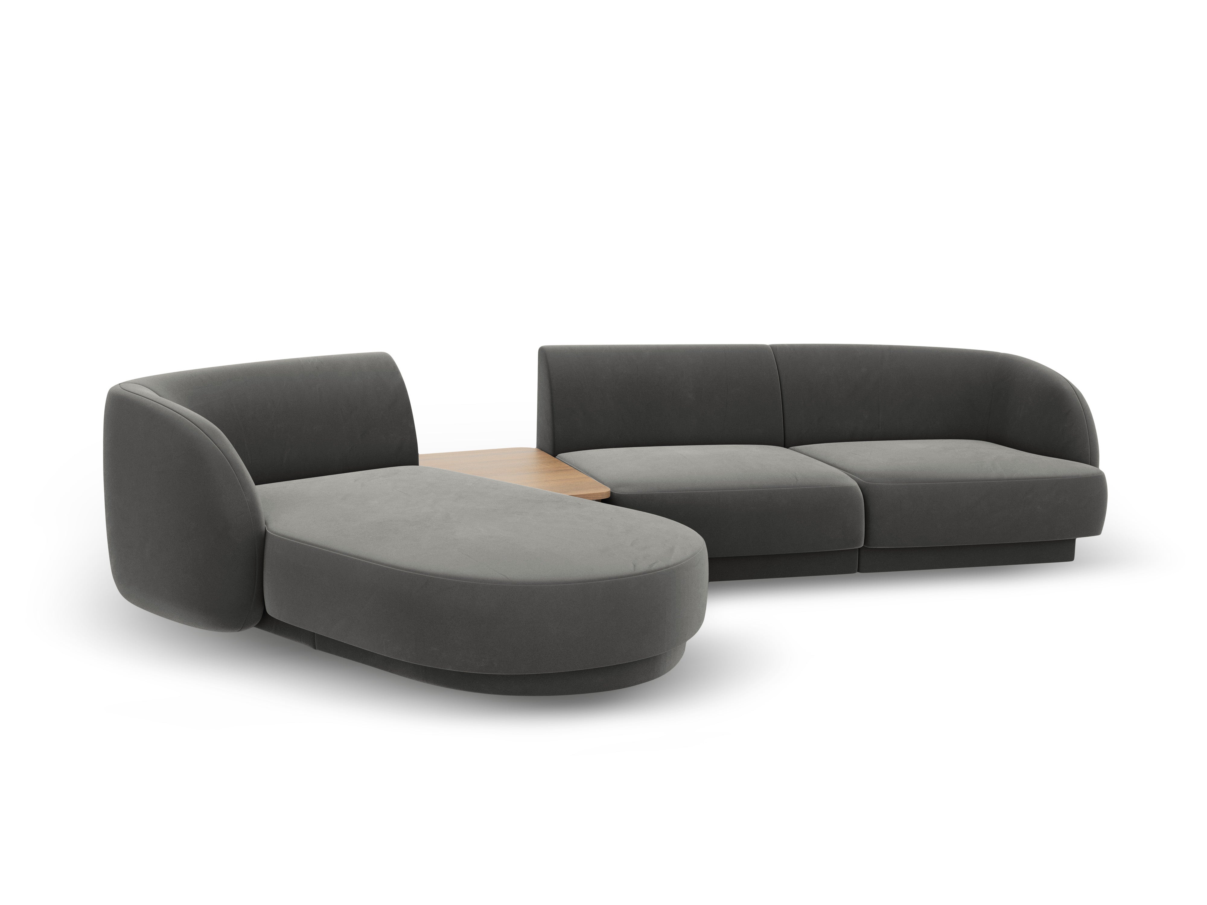 Modular corner sofa with table 3-seater left-sided MILEY light gray