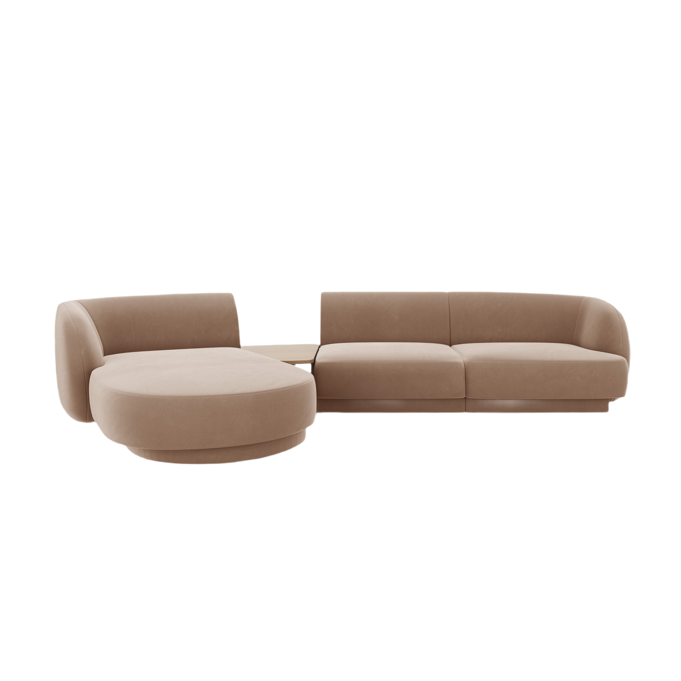 Modular corner sofa with table 3-seater left-sided MILEY cappuccino
