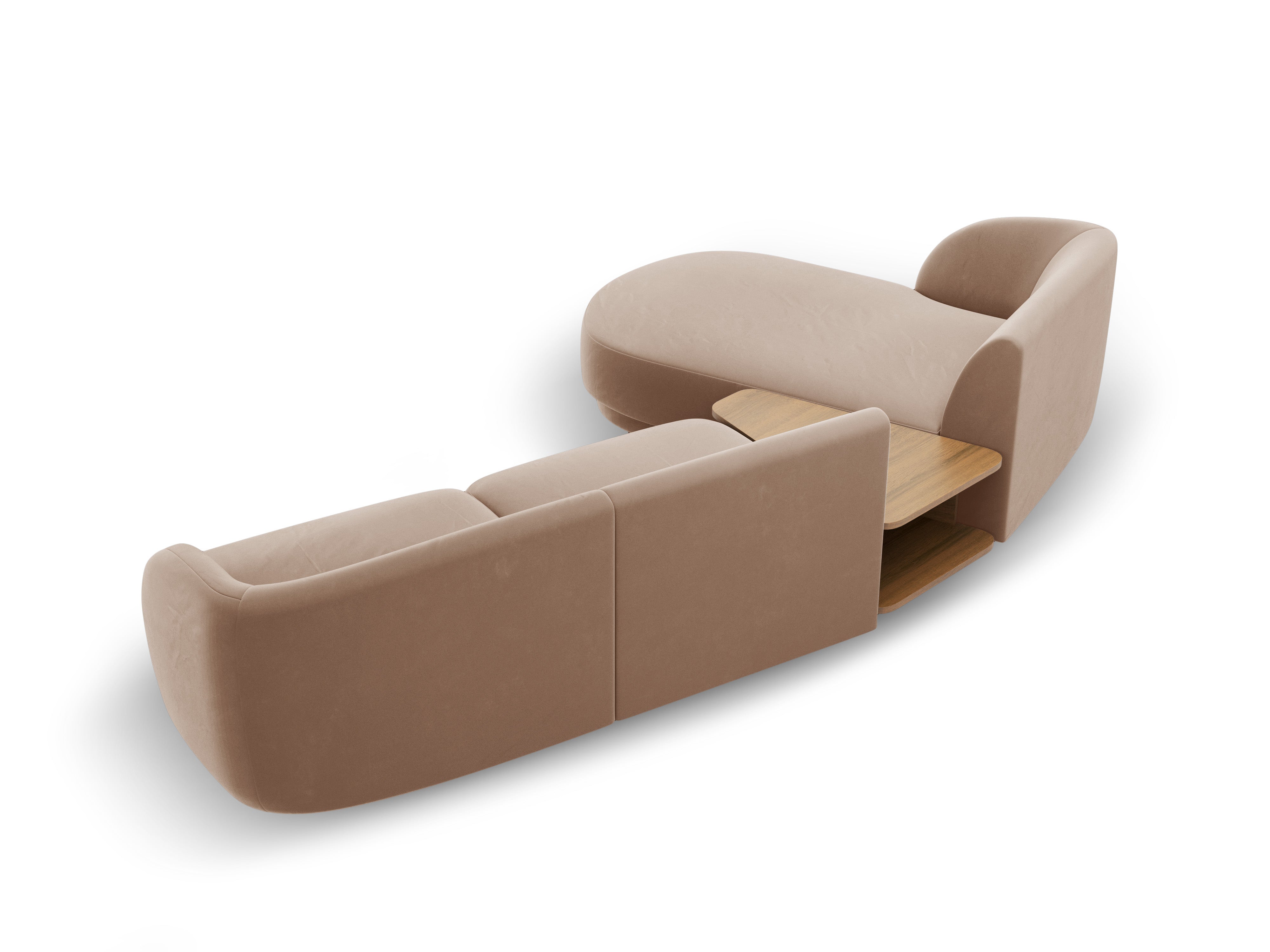 Modular corner sofa with table 3-seater left-sided MILEY cappuccino
