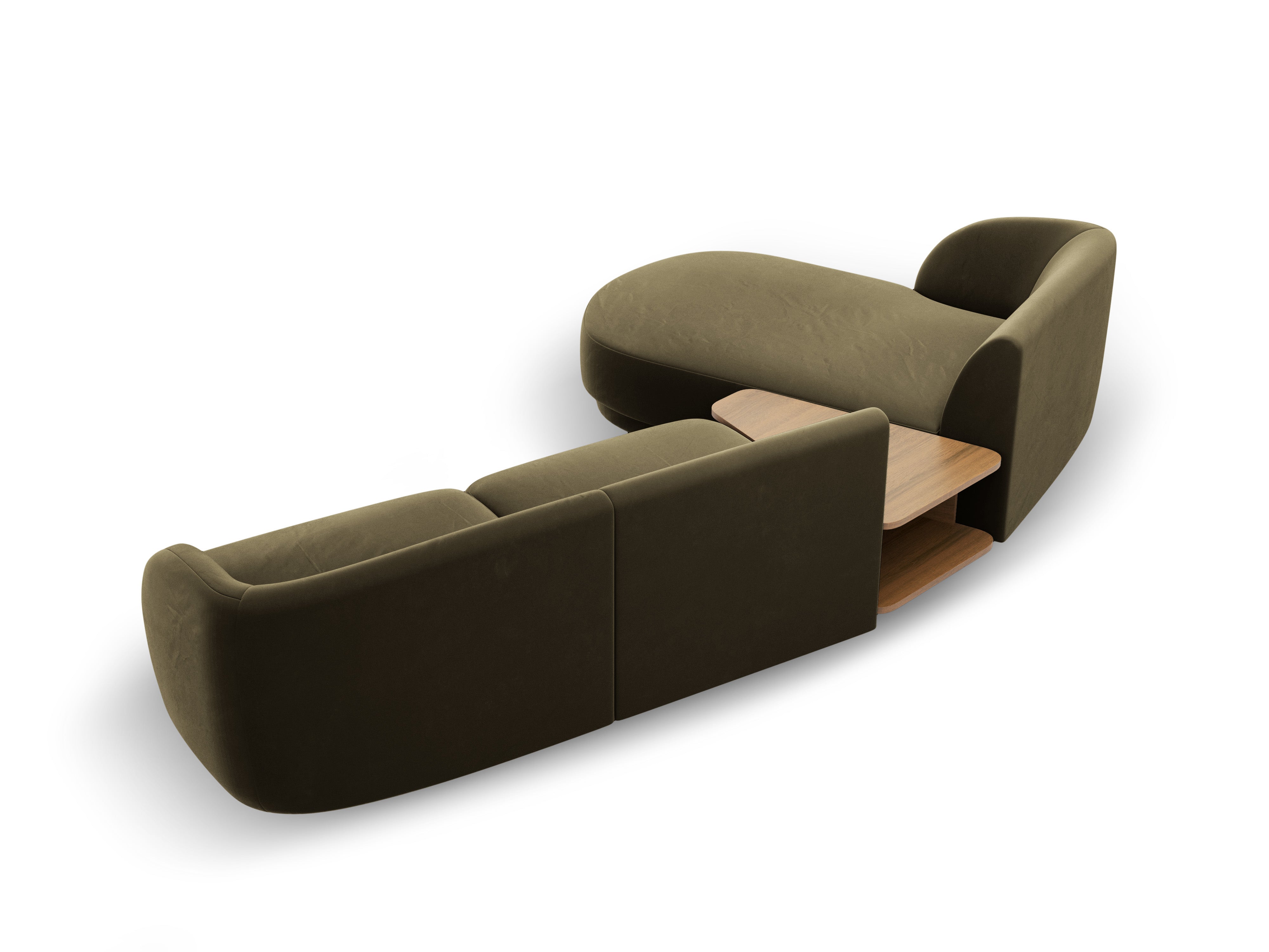 Modular corner sofa with table 3-seater left-sided MILEY green