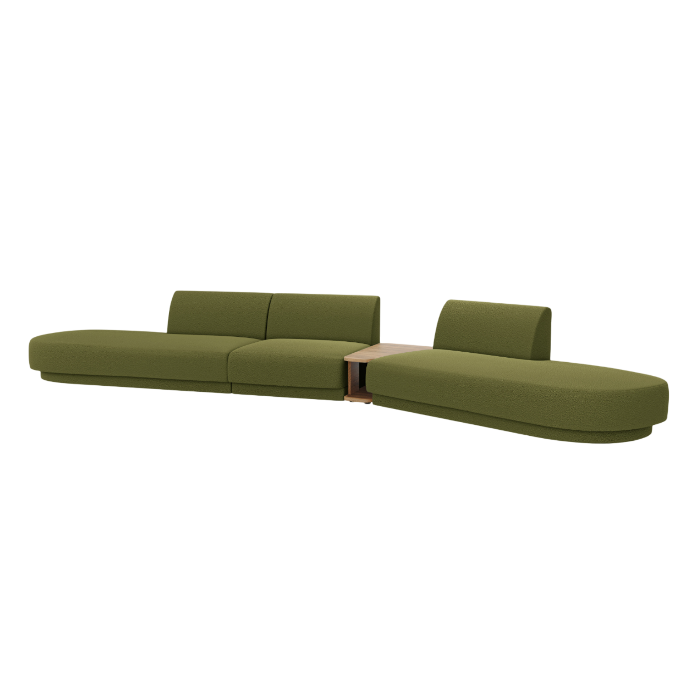 Modulárna pohovka pravostranná so stolíkom pre 5 osôb MILEY zelený boucle