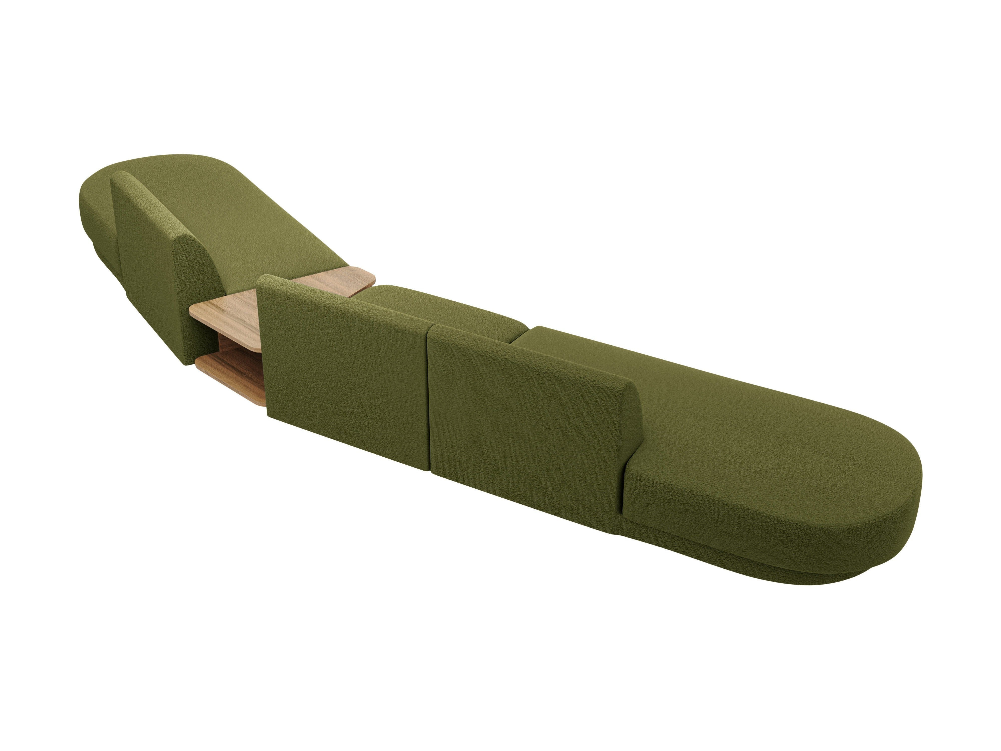 Modulárna pohovka pravostranná so stolíkom pre 5 osôb MILEY zelený boucle