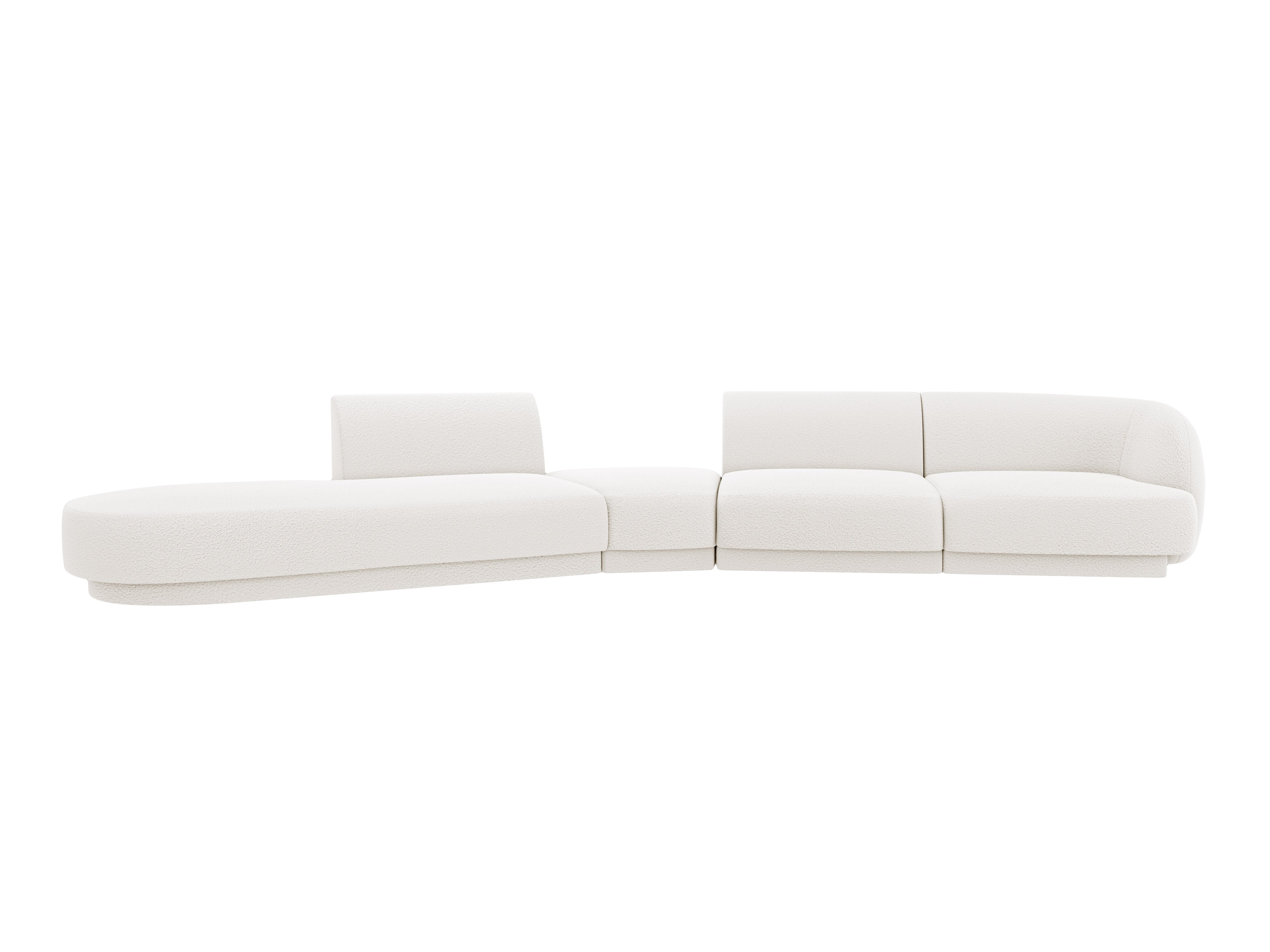 Left-facing modular corner sofa for 7 people MILEY white boucle
