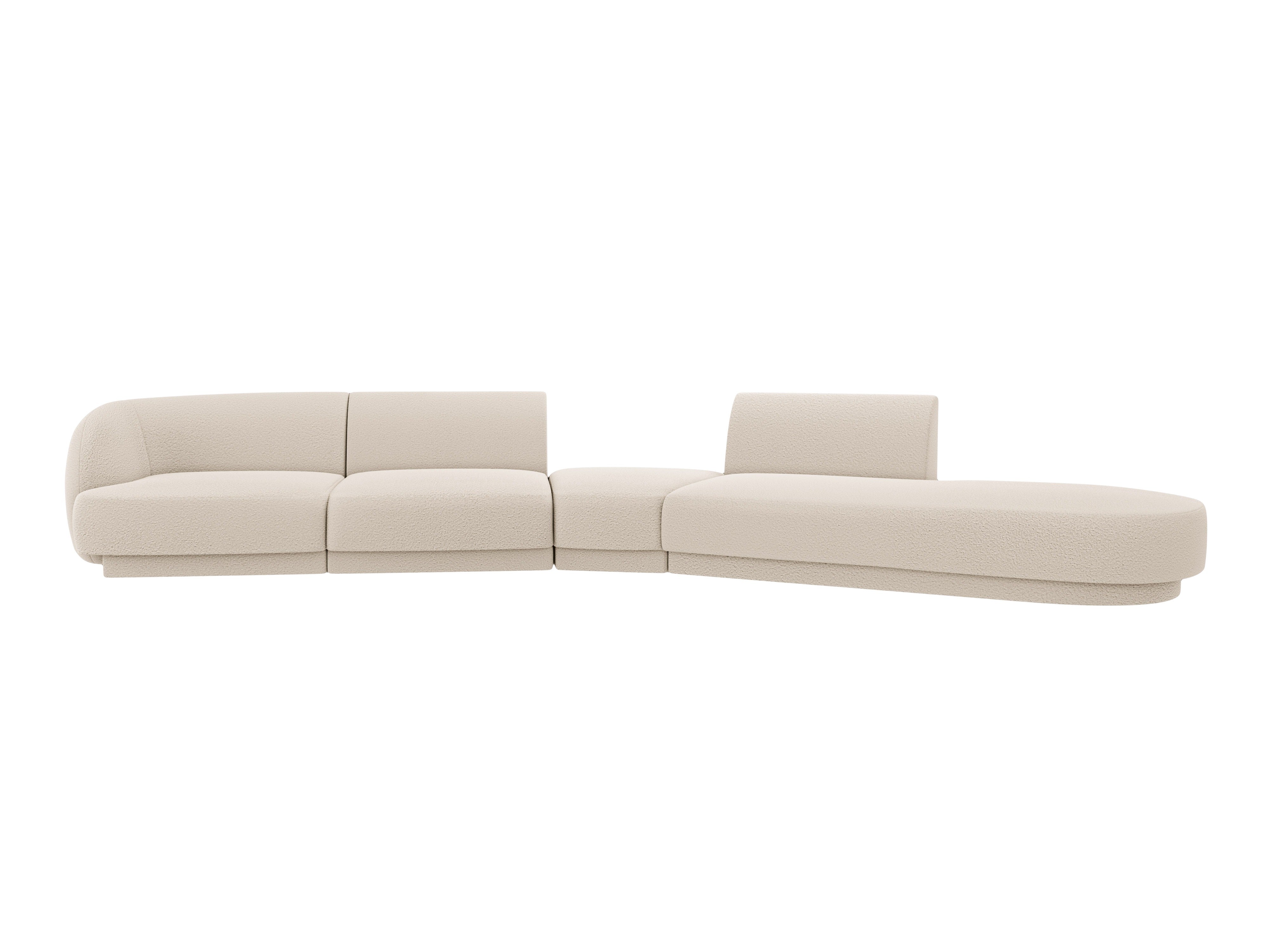 Right-facing modular corner sofa for 7 people MILEY beige boucle
