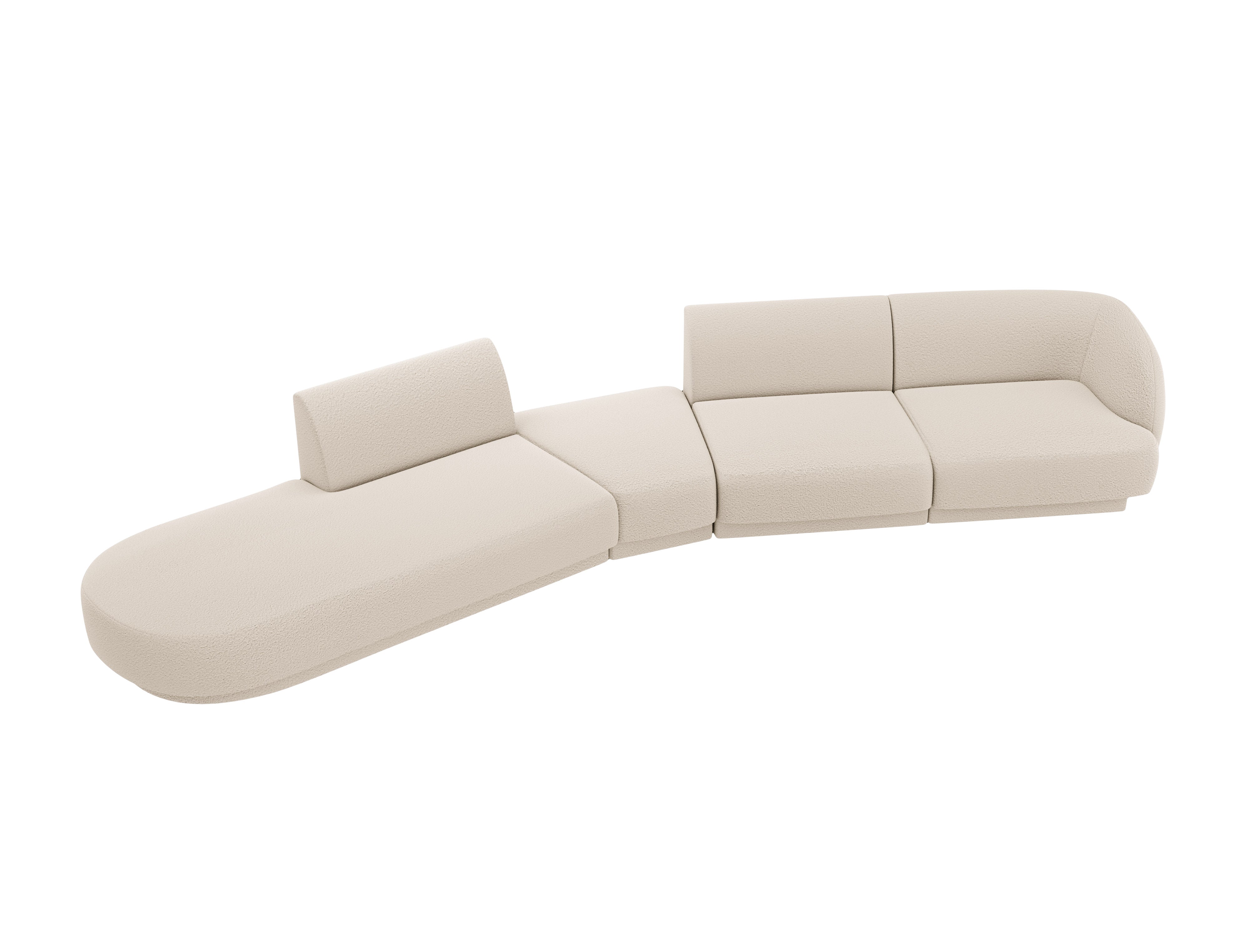 Left-facing modular corner sofa for 7 people MILEY beige boucle