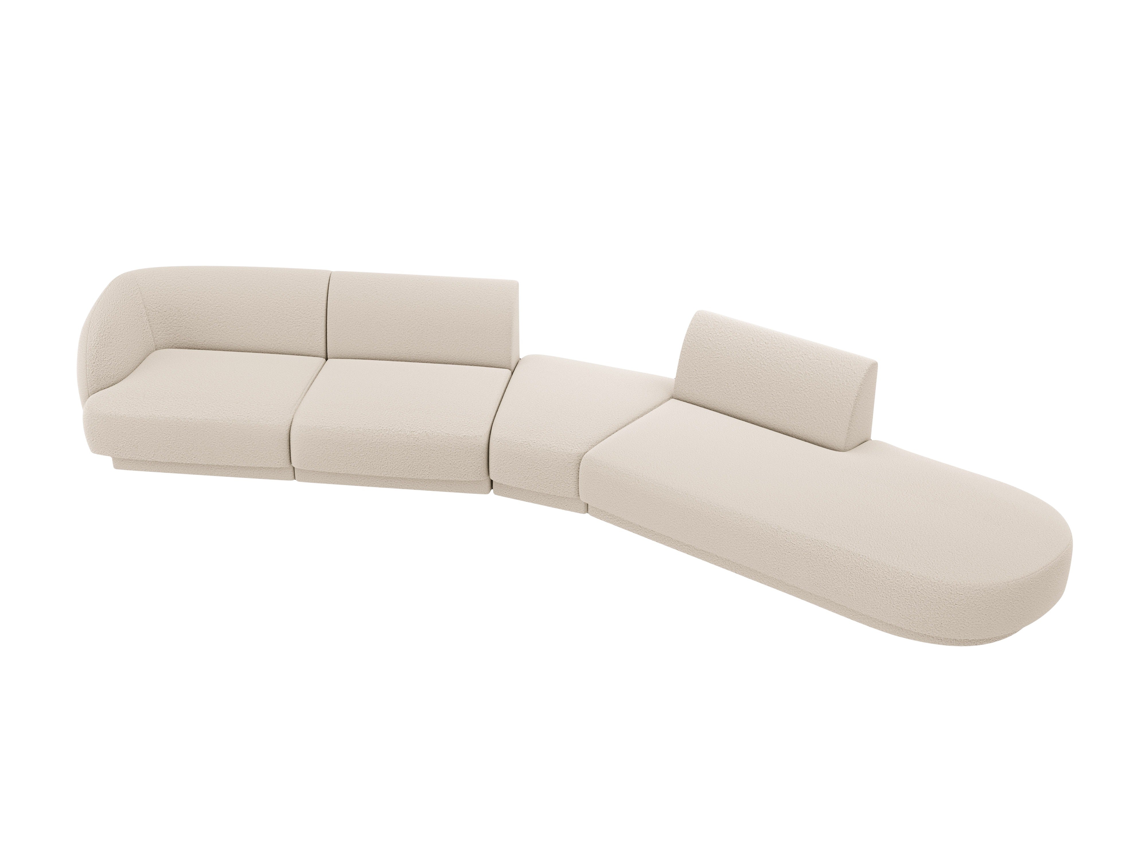 Right-facing modular corner sofa for 7 people MILEY beige boucle