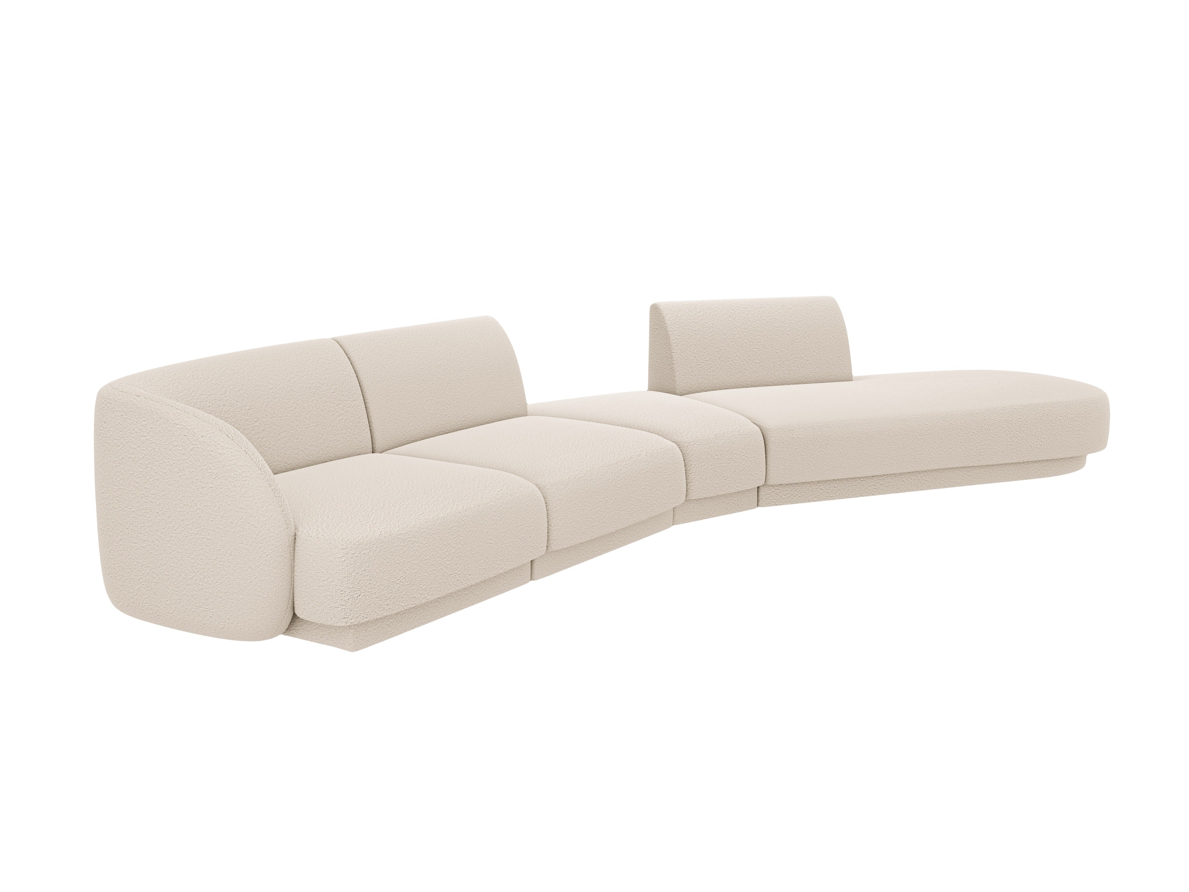 Right-facing modular corner sofa for 7 people MILEY beige boucle