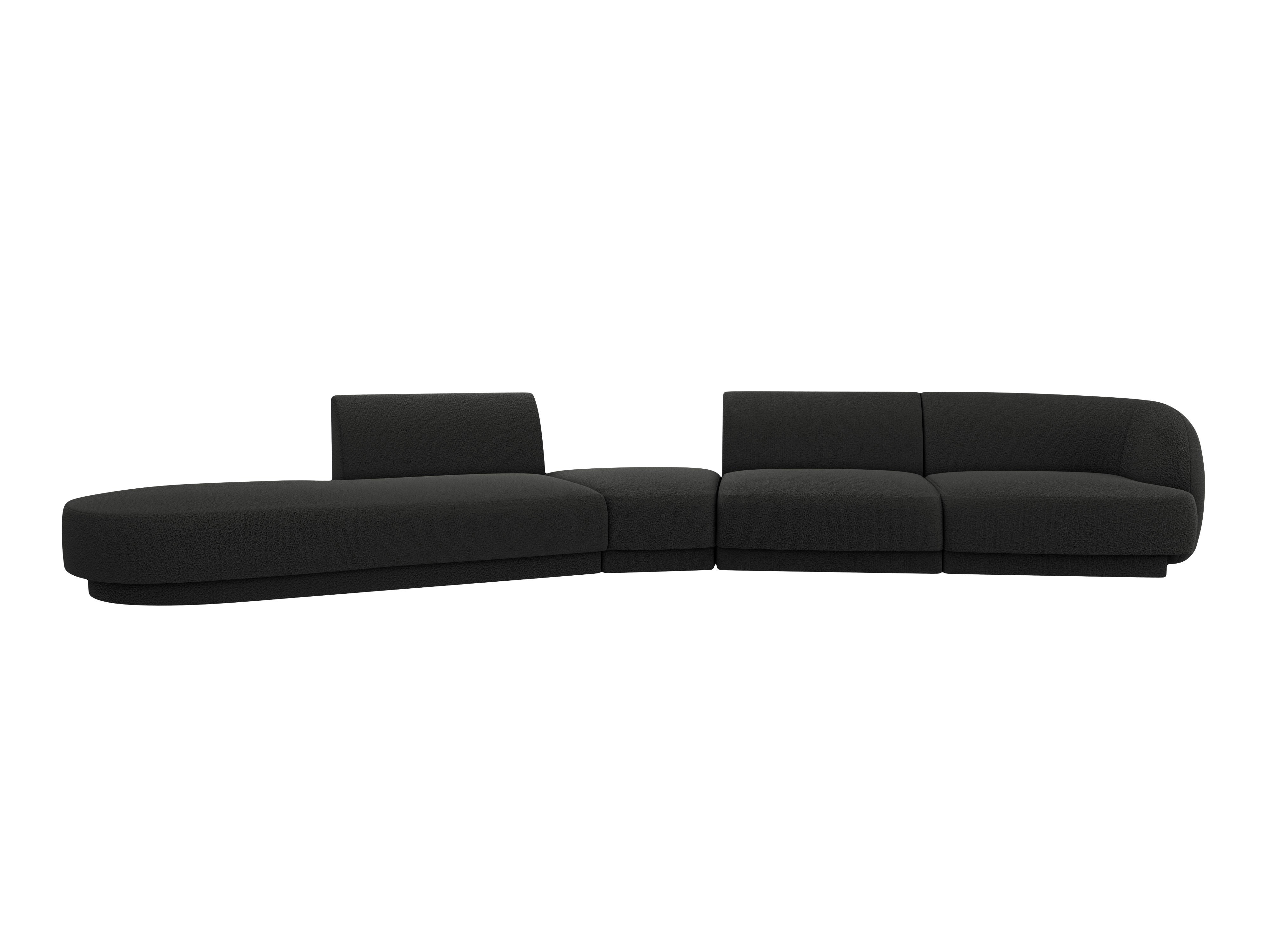 Left-facing modular corner sofa for 7 people MILEY black boucle