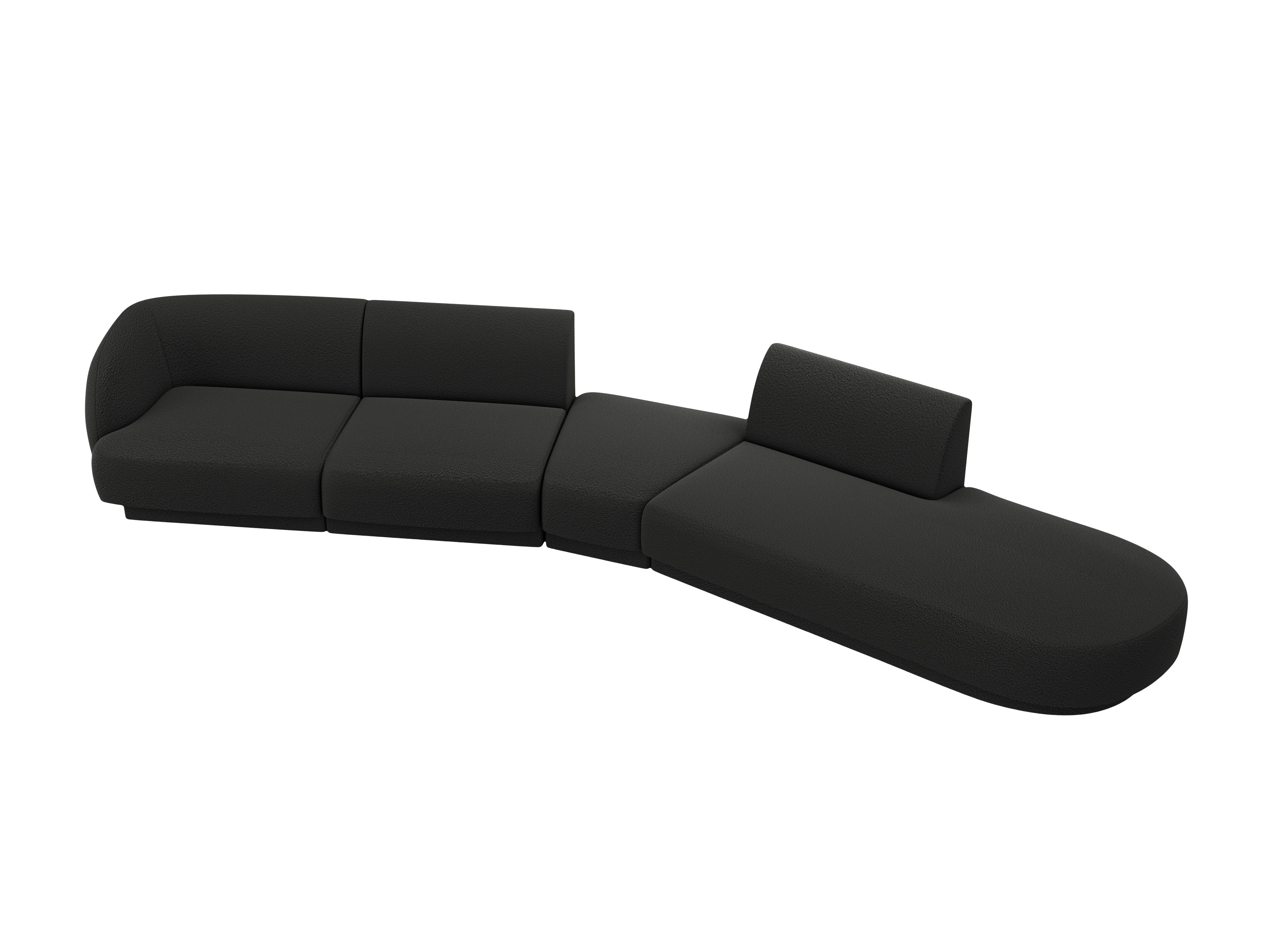 Right-facing modular corner sofa for 7 people MILEY black boucle