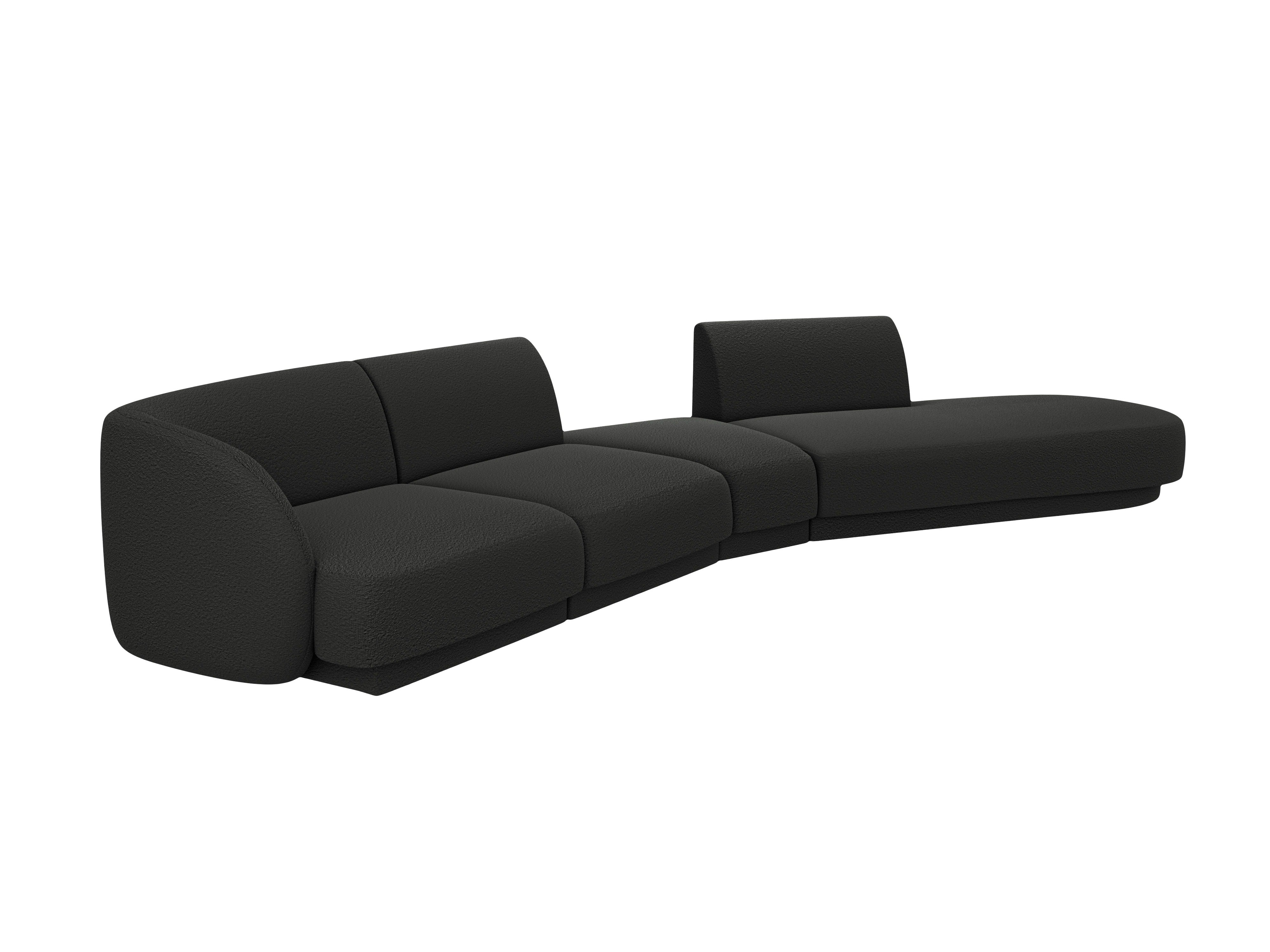 Right-facing modular corner sofa for 7 people MILEY black boucle
