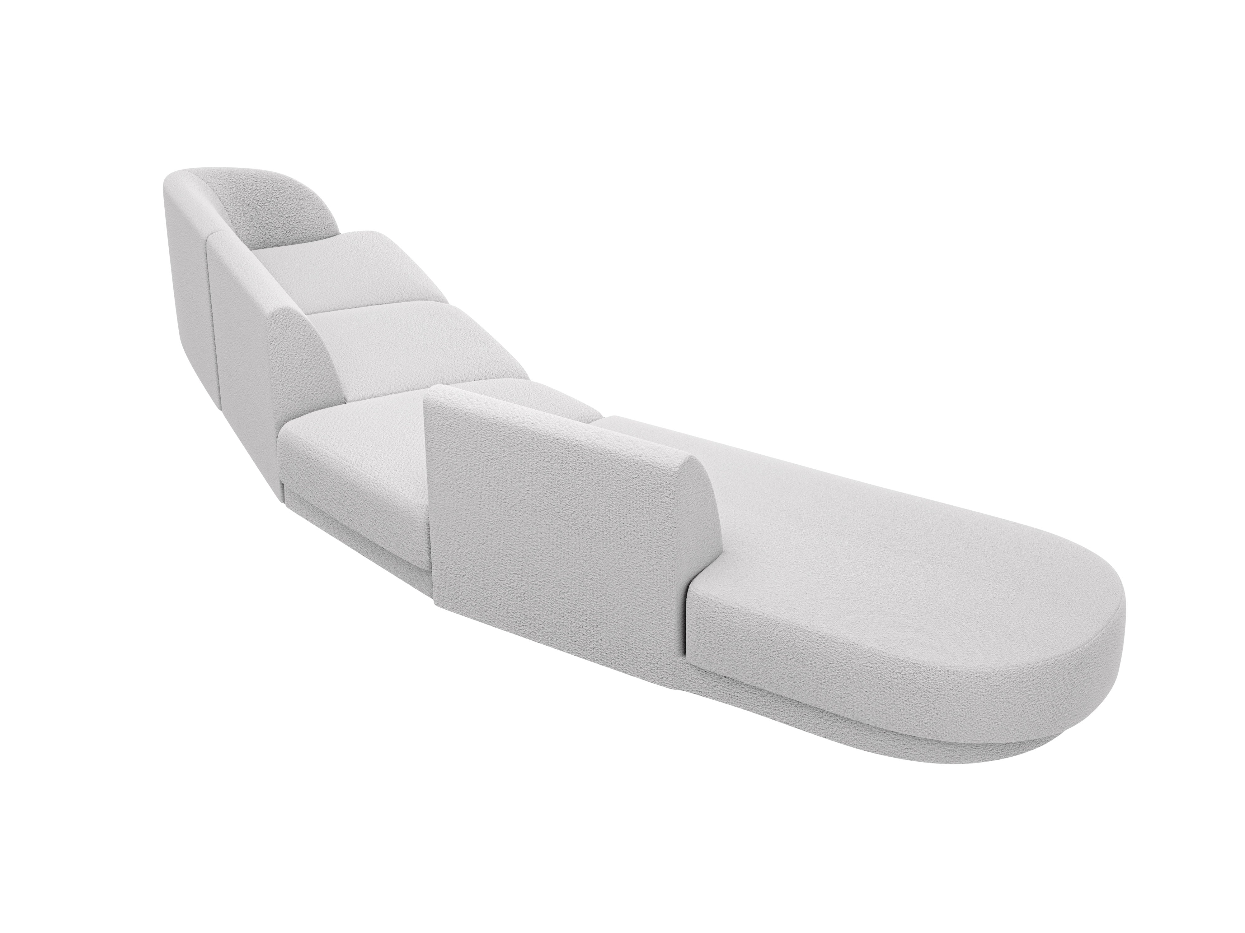 Modulárny rohový gauč ľavostranný pre 7 osôb MILEY svetlosivý boucle