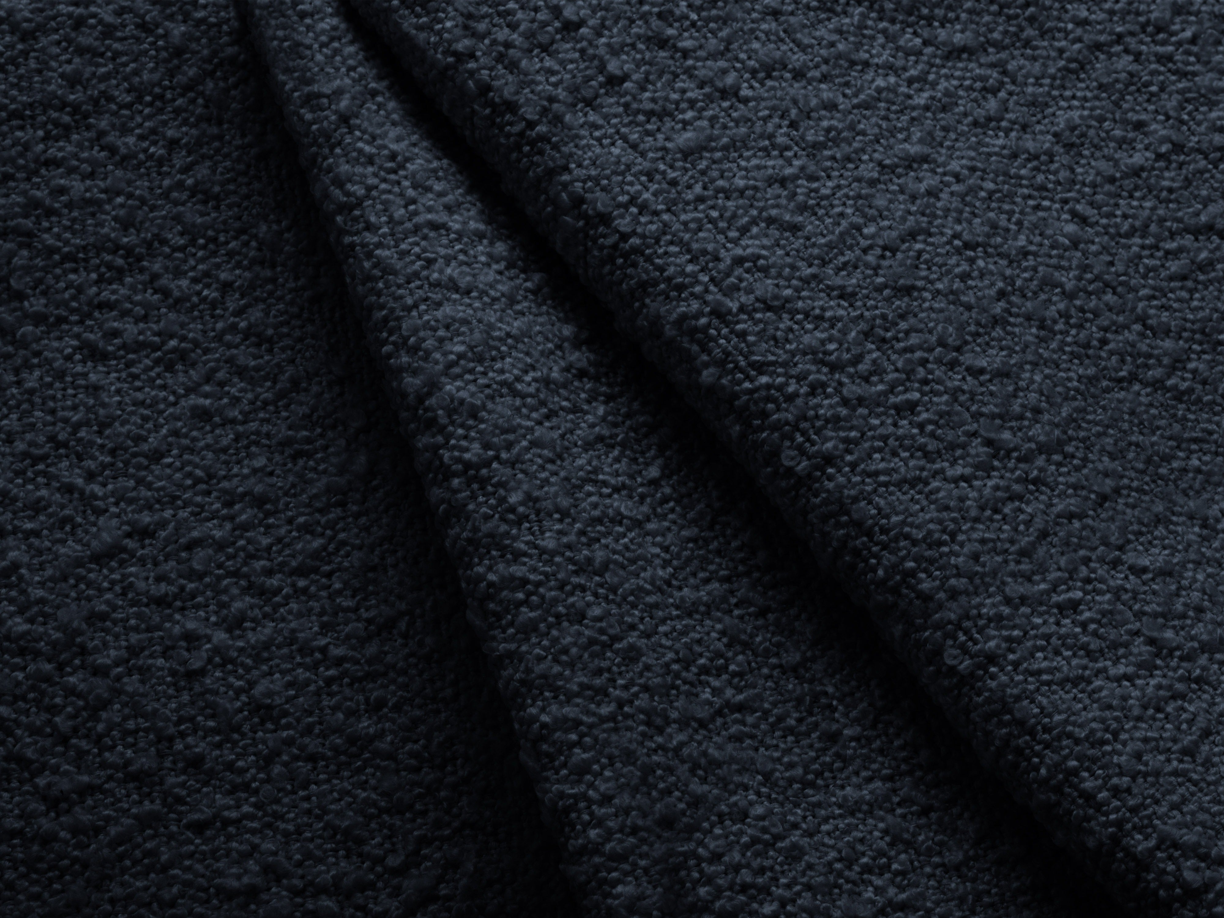 Right-facing modular corner sofa for 7 people MILEY dark blue boucle