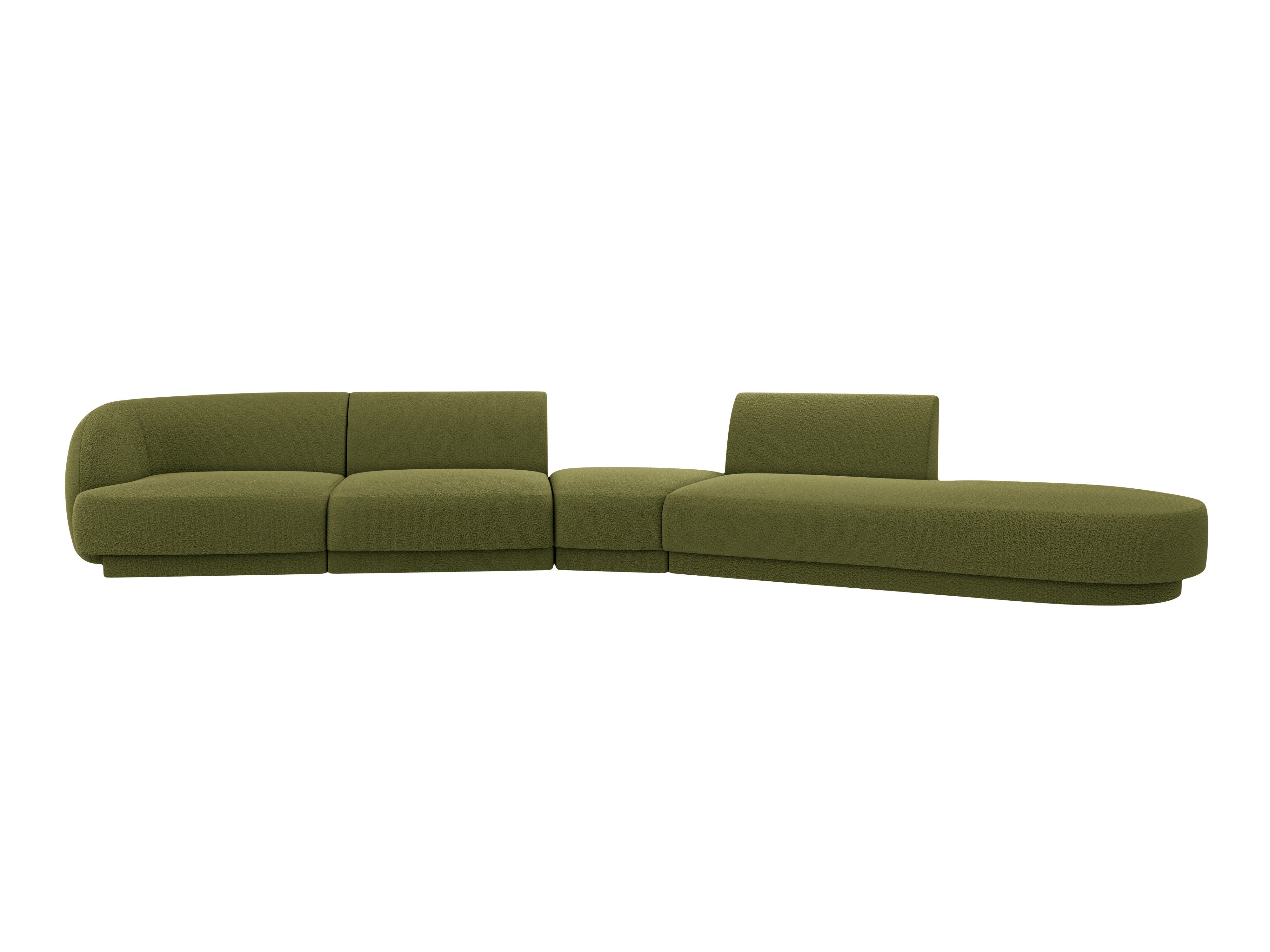 Right-facing modular corner sofa for 7 people MILEY green boucle