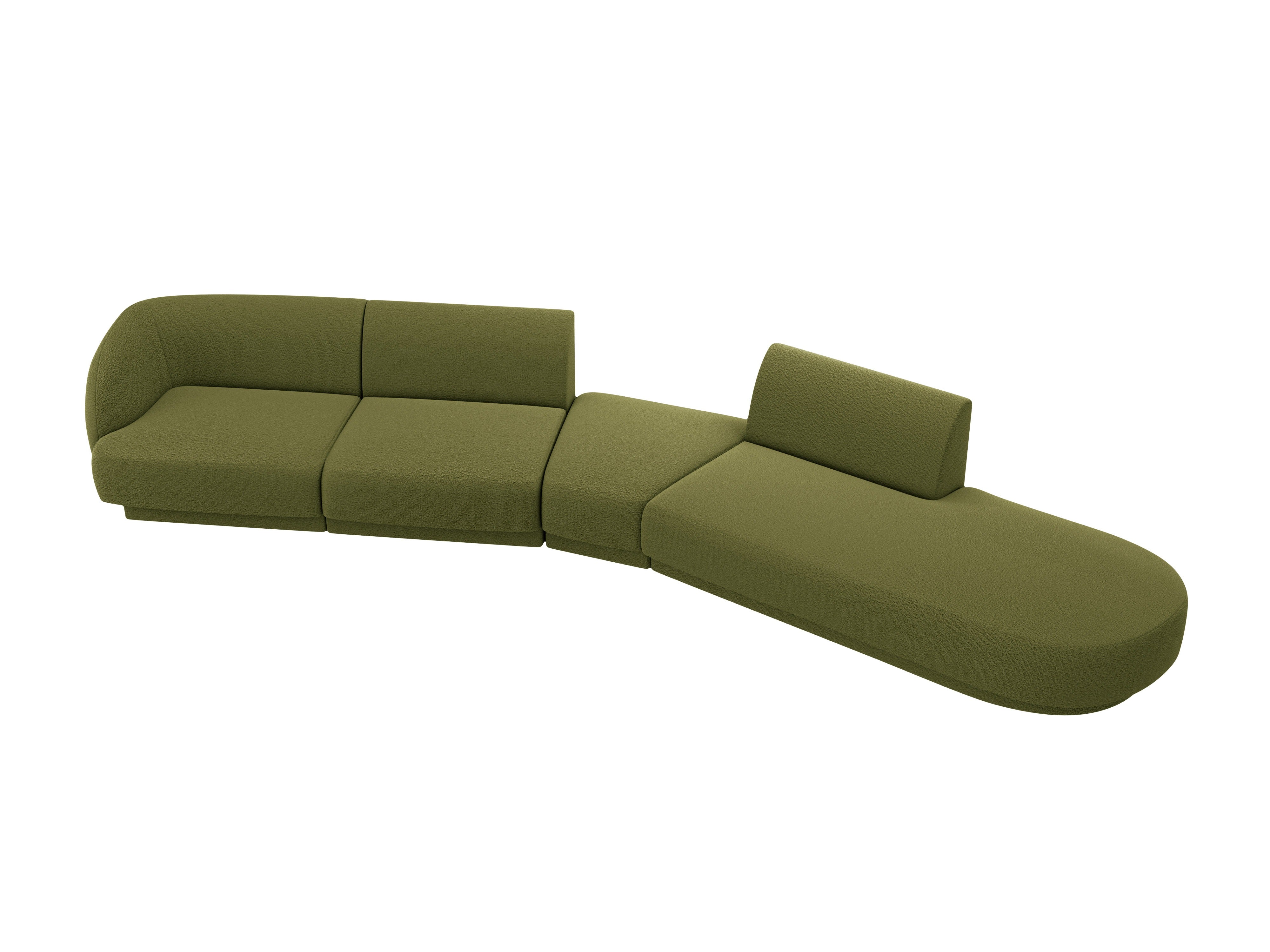 Right-facing modular corner sofa for 7 people MILEY green boucle