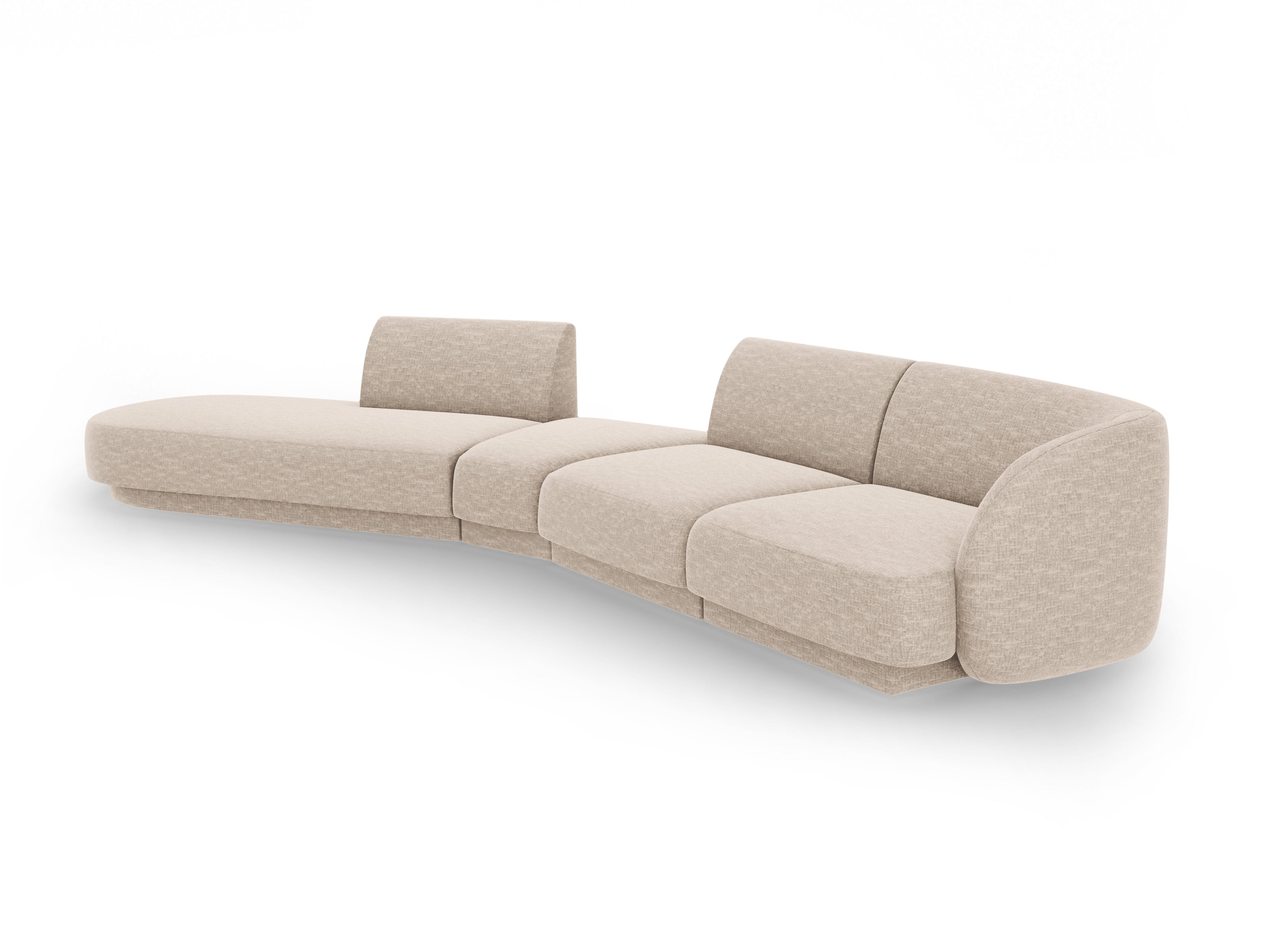 Left-facing modular corner sofa for 7 people MILEY beige silky chenille